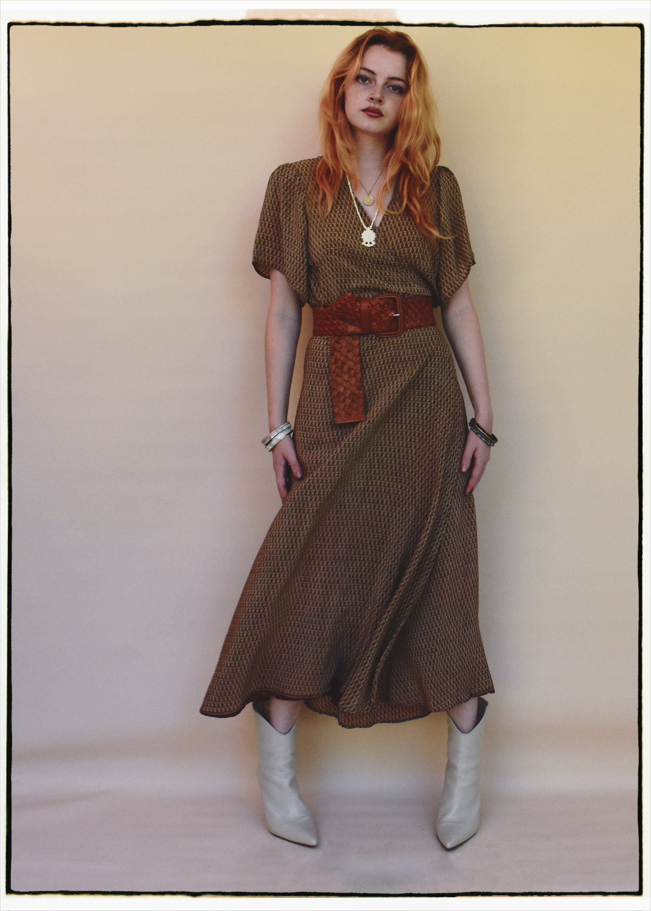 Liatris Silk Crepe Flutter Sleeve Wrap Dress ~ Macaroon L