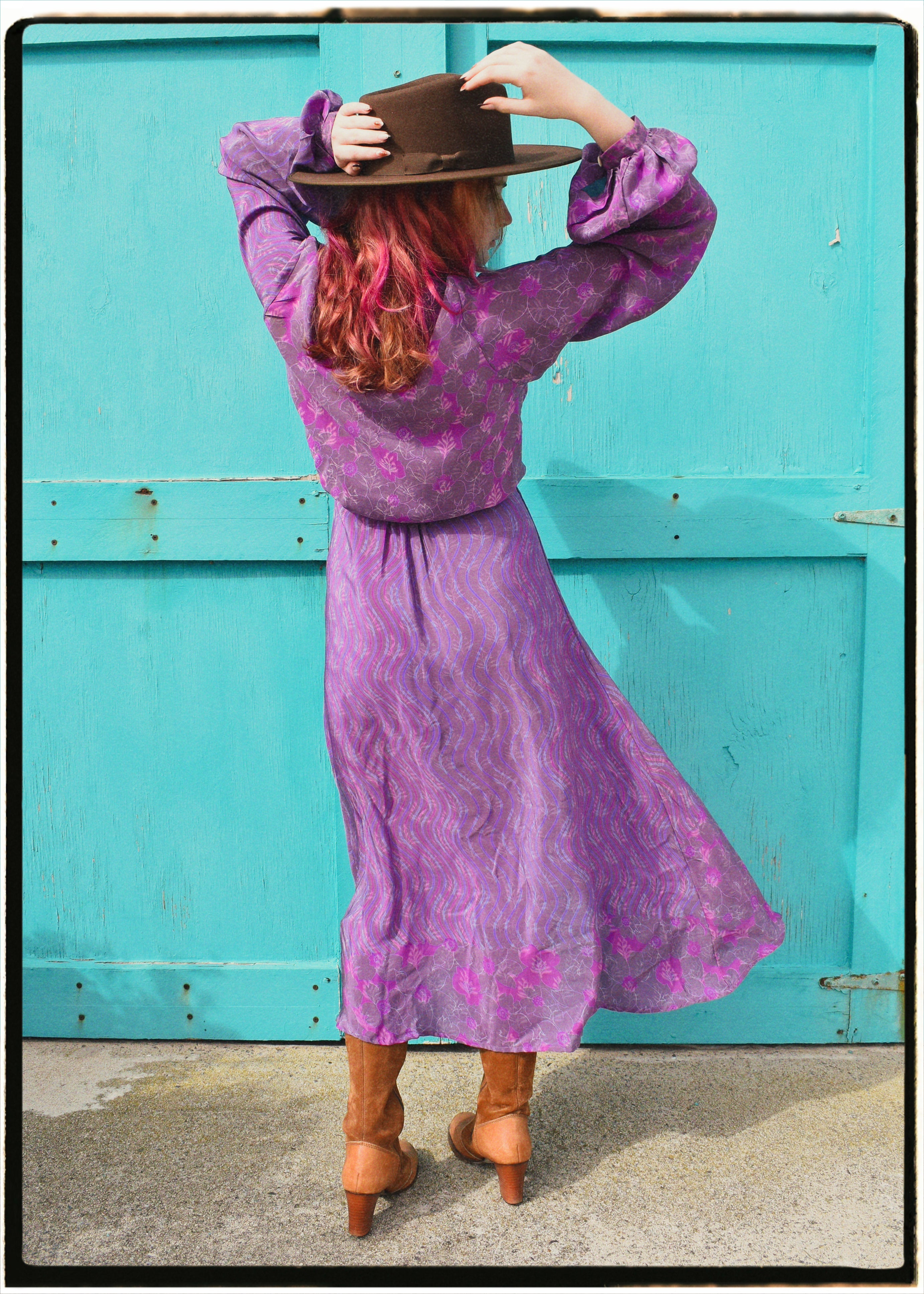 Caladium Wrap Silk Dress ~ Orchid L