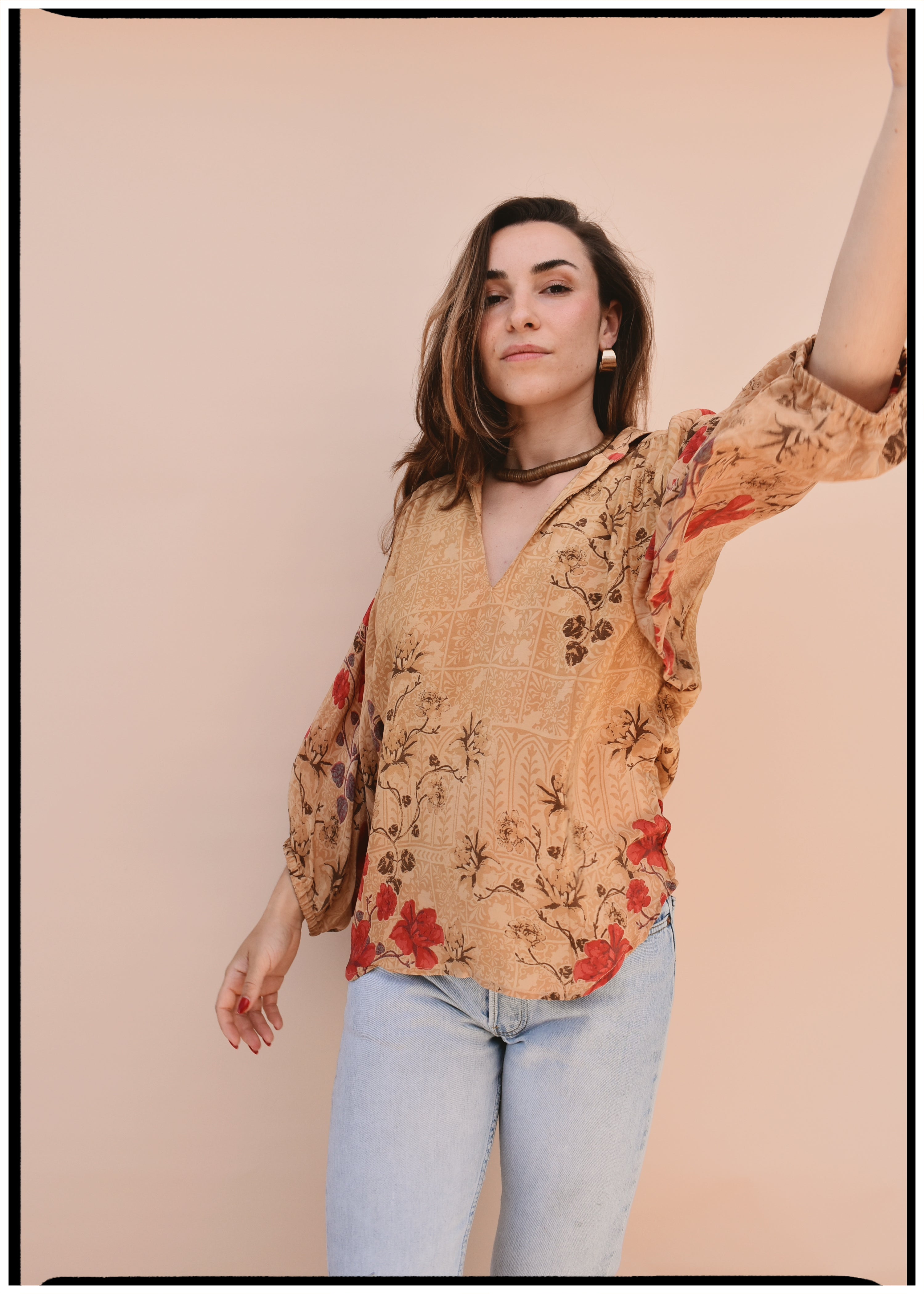 Cleome Silk Crepe Shirt ~ Bamboo S & L
