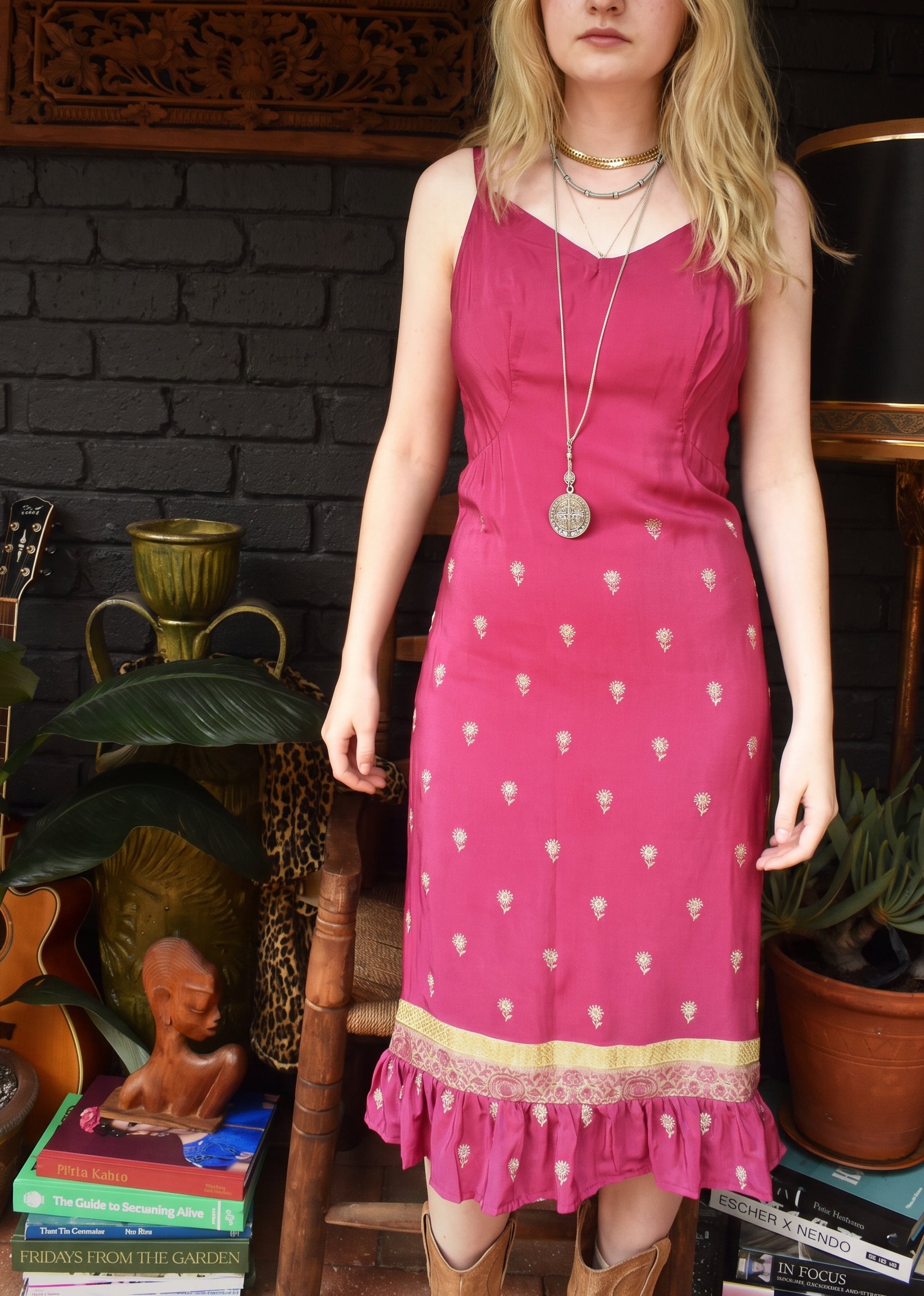 Rumex Silk Slip Dress ~ Claret S