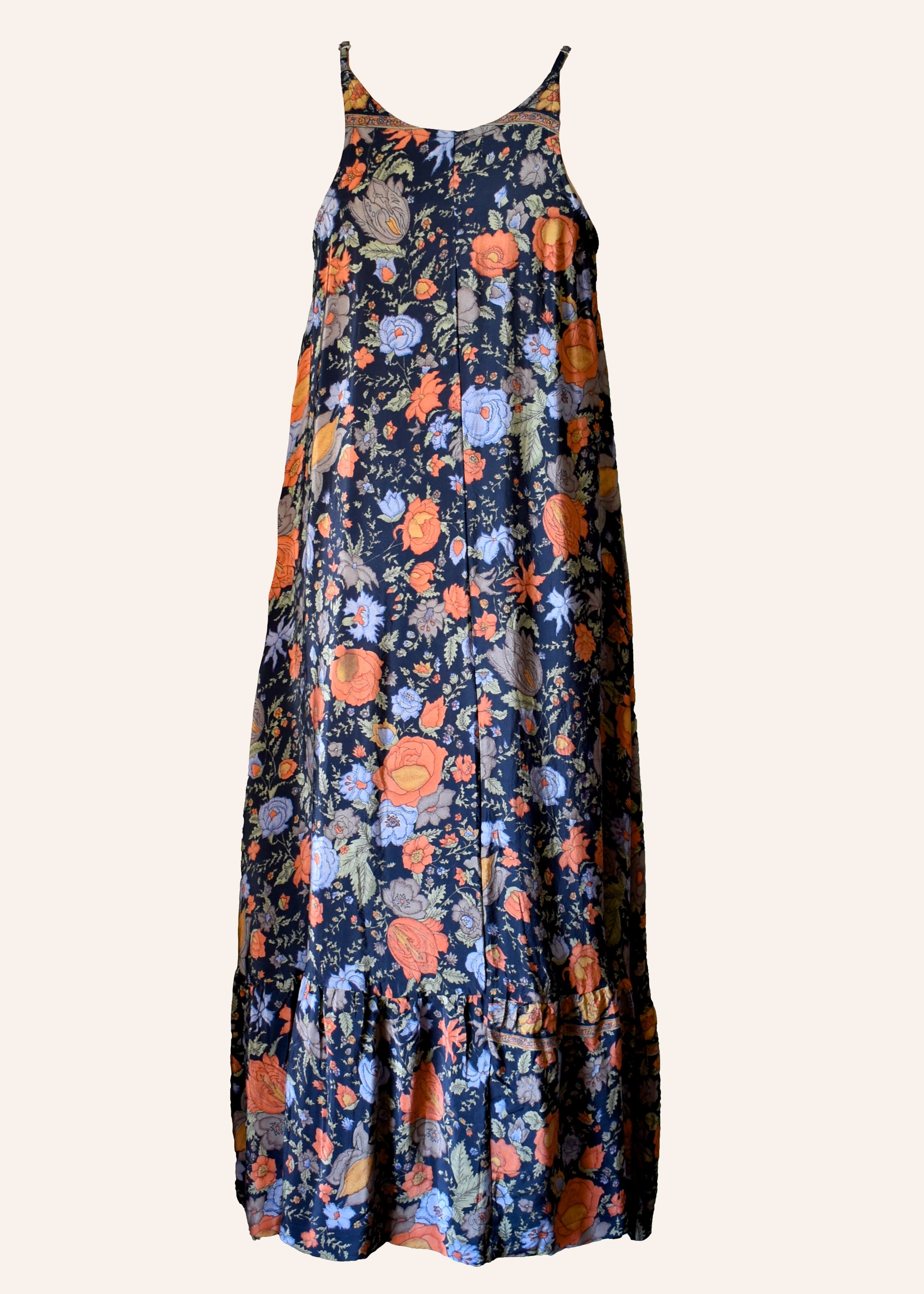 Eustoma Silk Crepe Swing Maxi Dress ~ Heron L