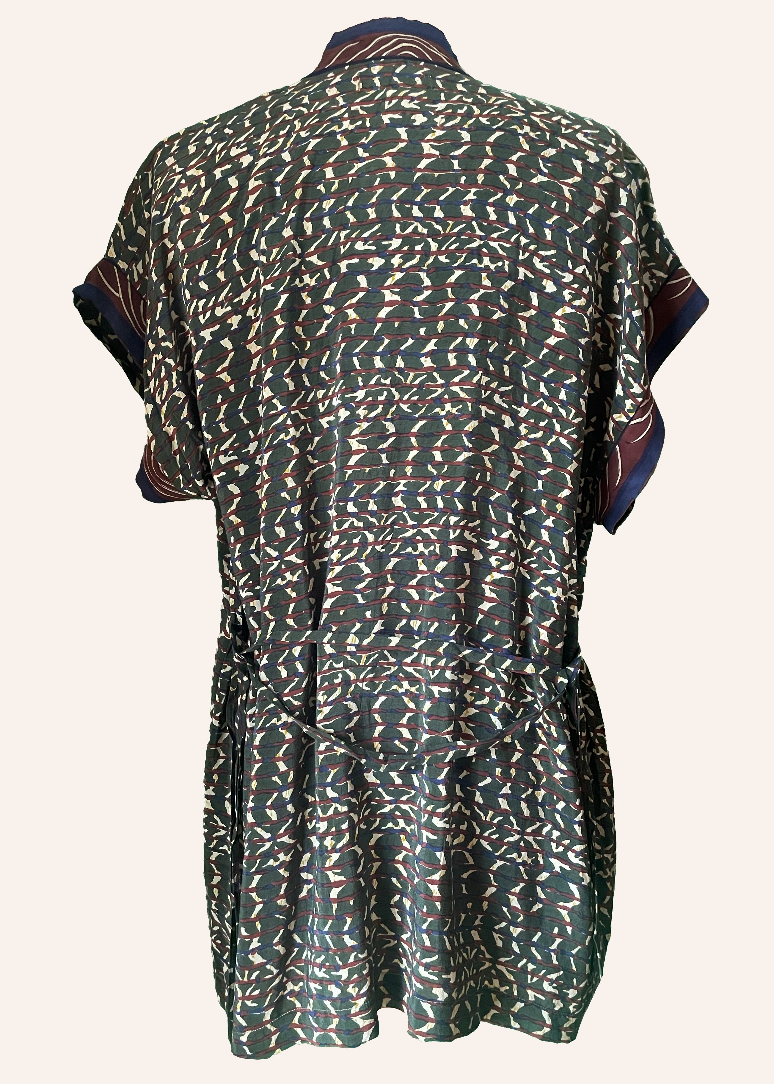 Pilea Silk Crepe Wrap Kimono Top ~ Cactus L/XL