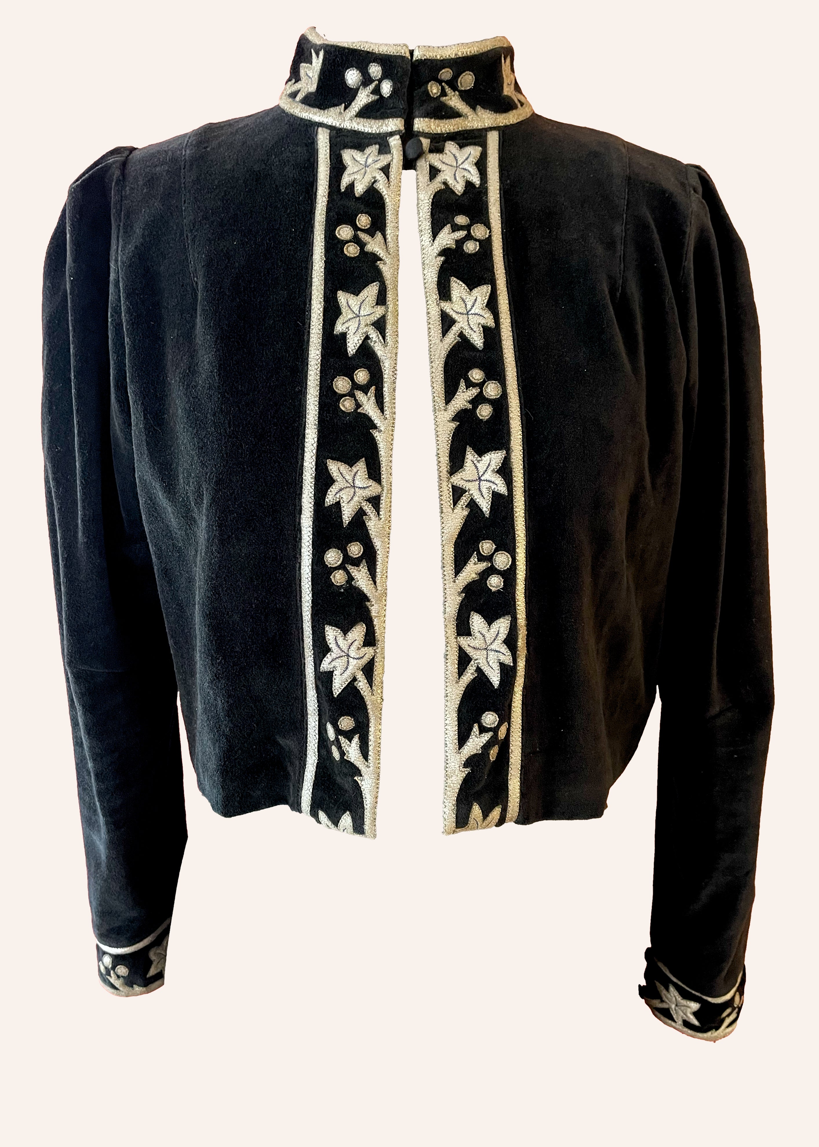 Hypoxis Velvet and Leather Applique Jacket