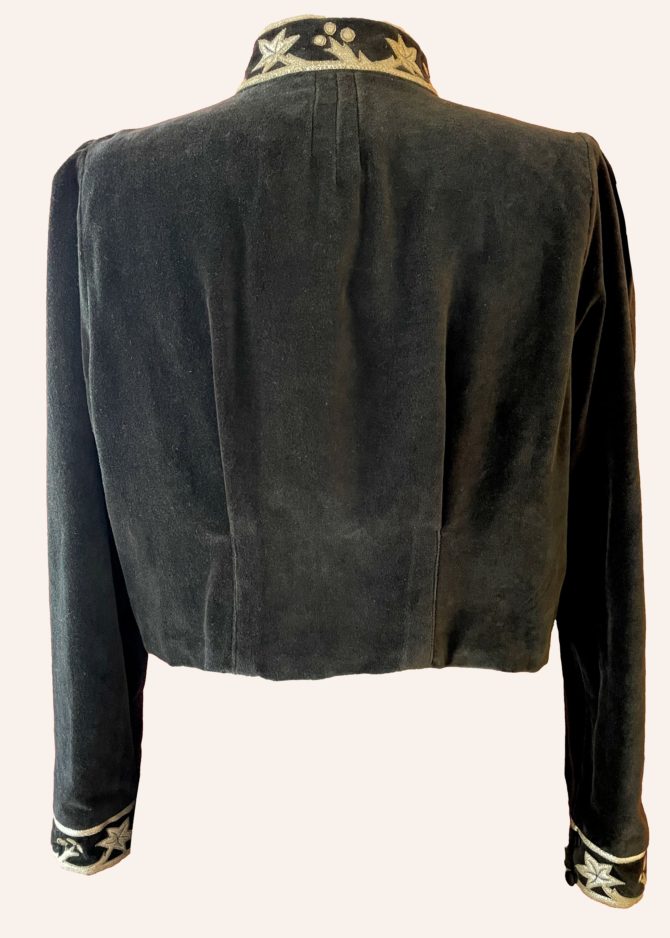 Hypoxis Velvet and Leather Applique Jacket