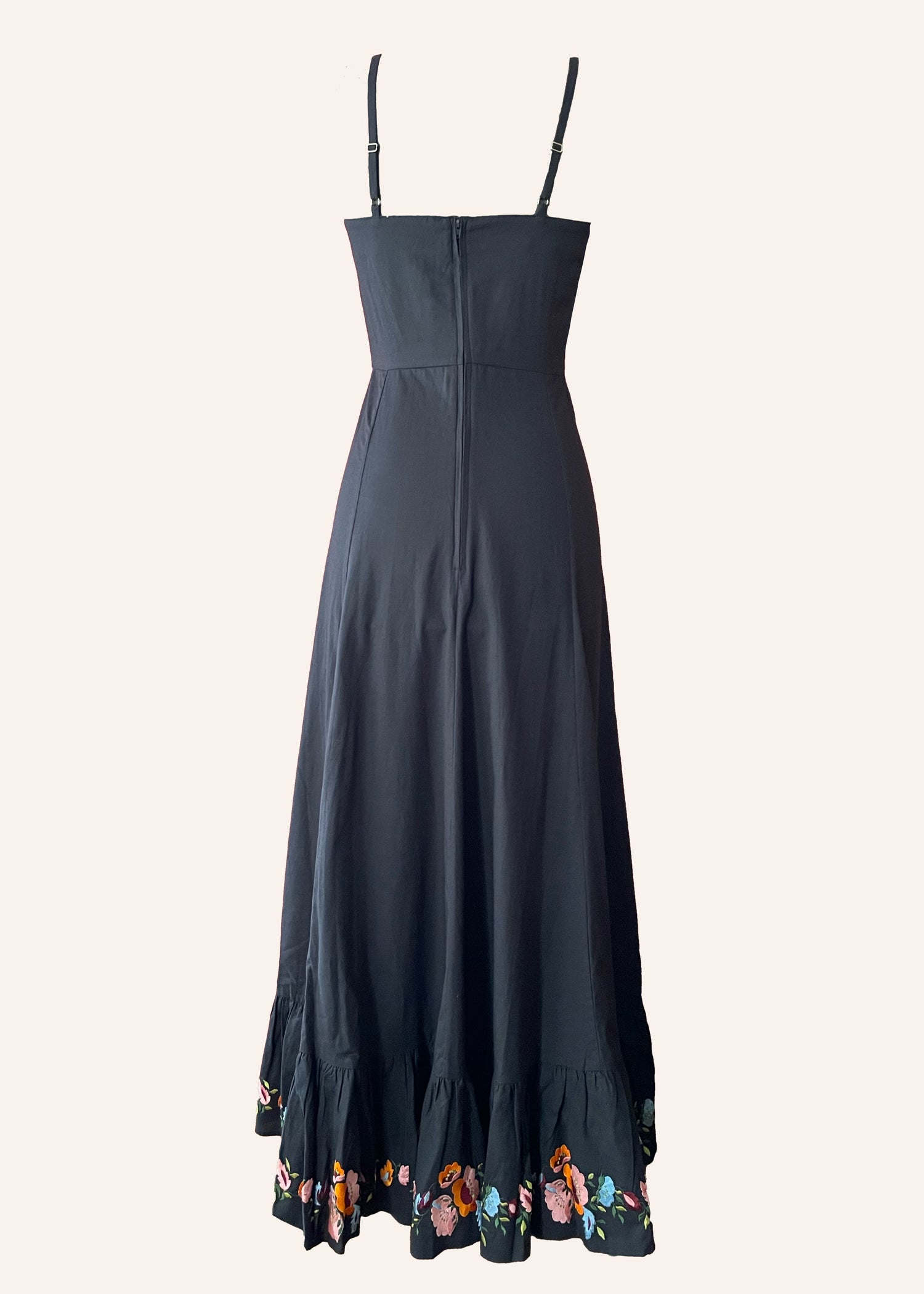 Adenium Linen/Cotton Blend Embroidered Maxi Dress