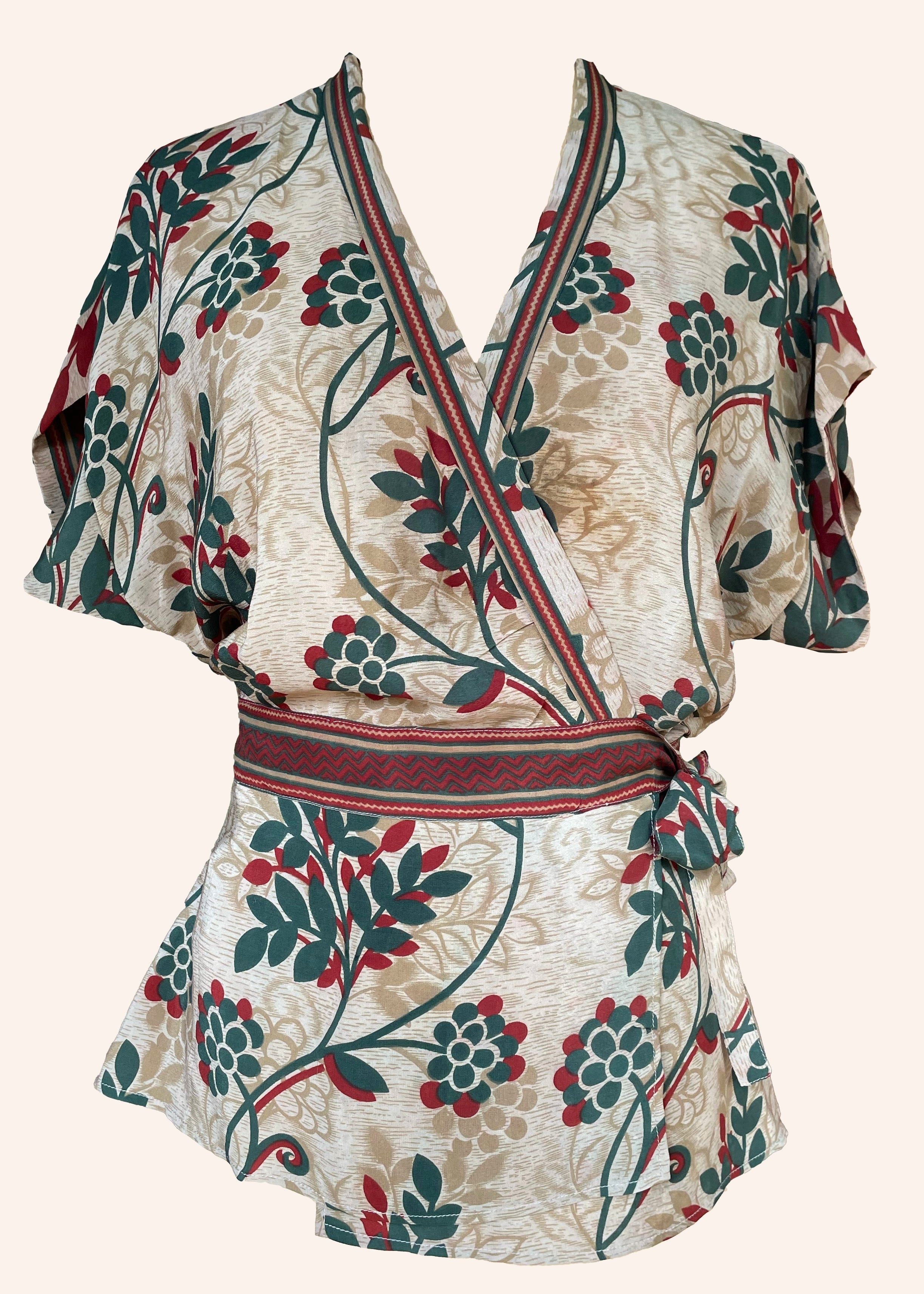 Bassia Silk Crepe Cross Tie Front Blouse ~ Tawny XS