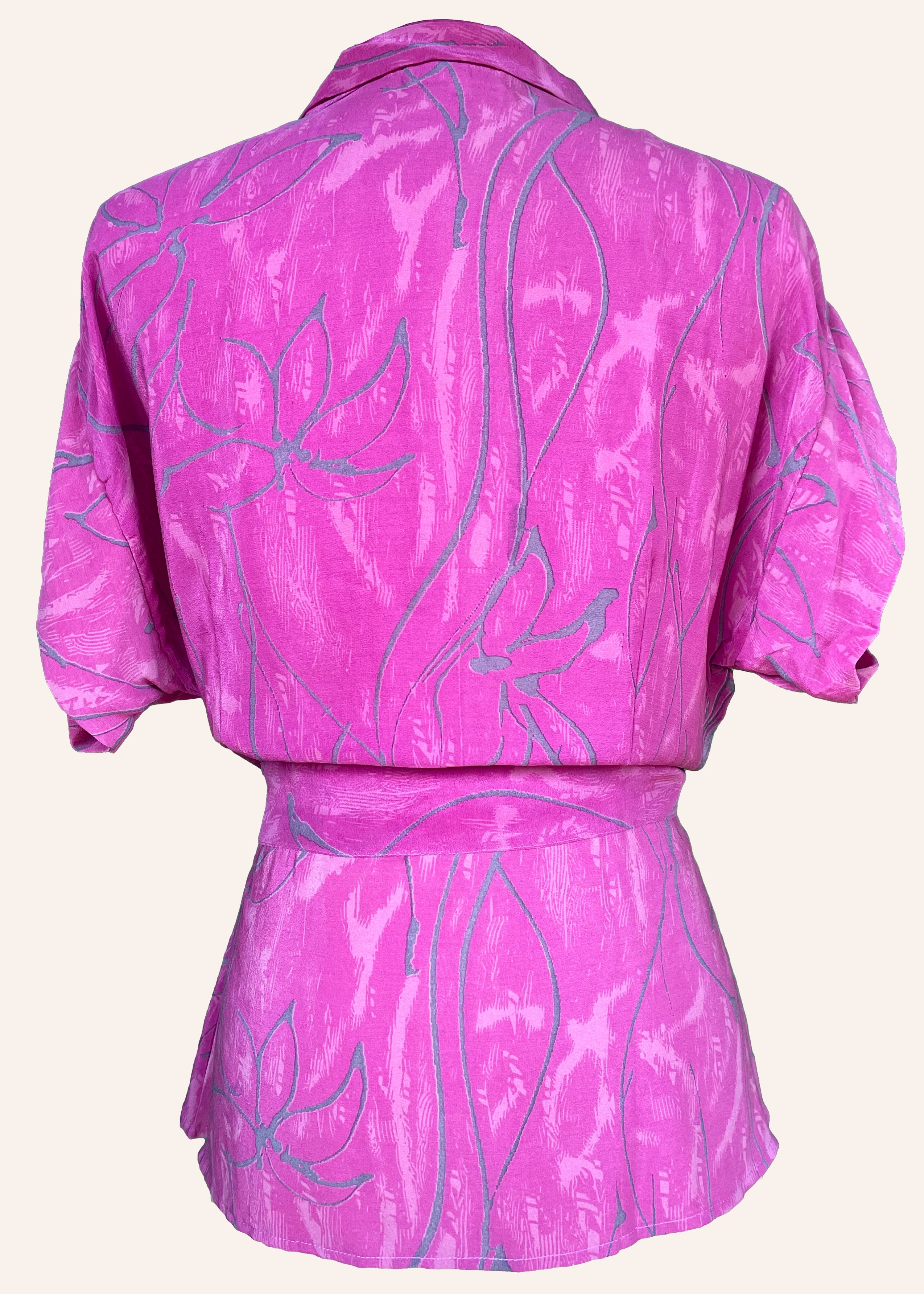 Bassia Silk Crepe Cross Tie Front Blouse ~ Iris XS
