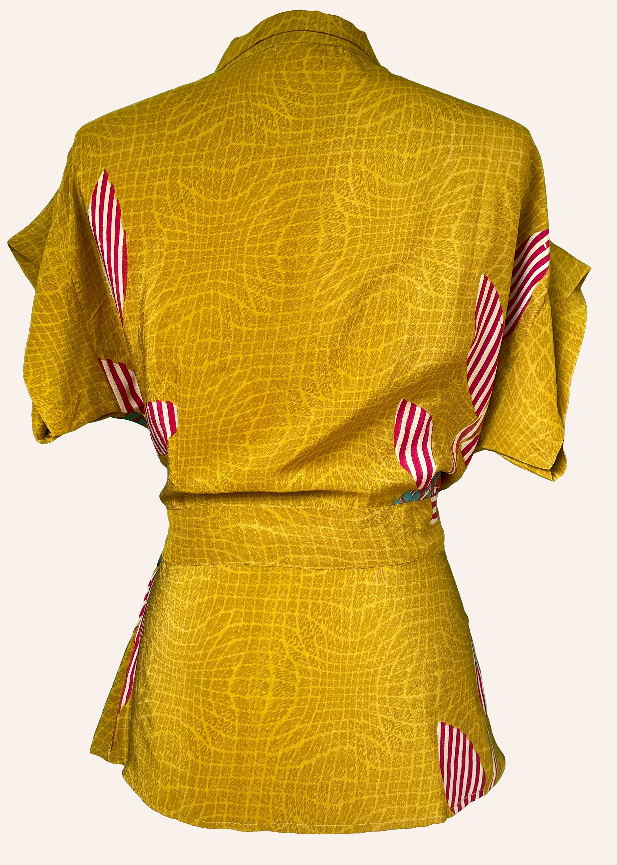 Bassia Silk Crepe Cross Tie Front Blouse ~ Spice XS