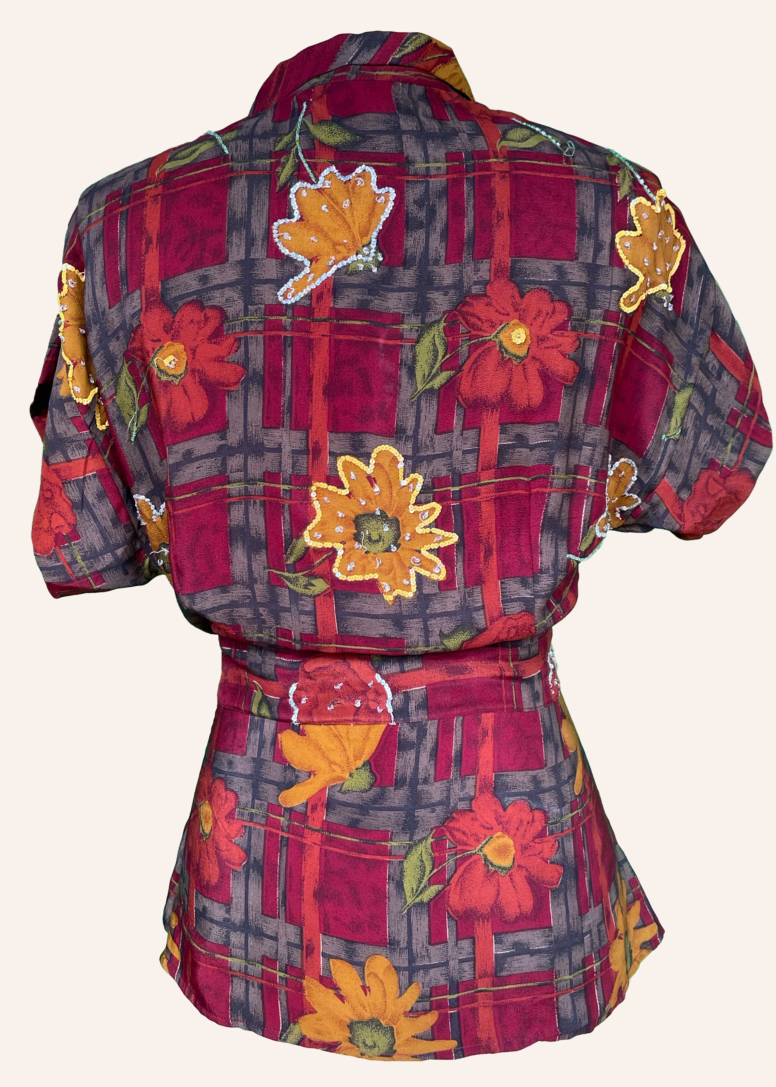 Bassia Silk Crepe Cross Tie Front Blouse ~ Tango XS
