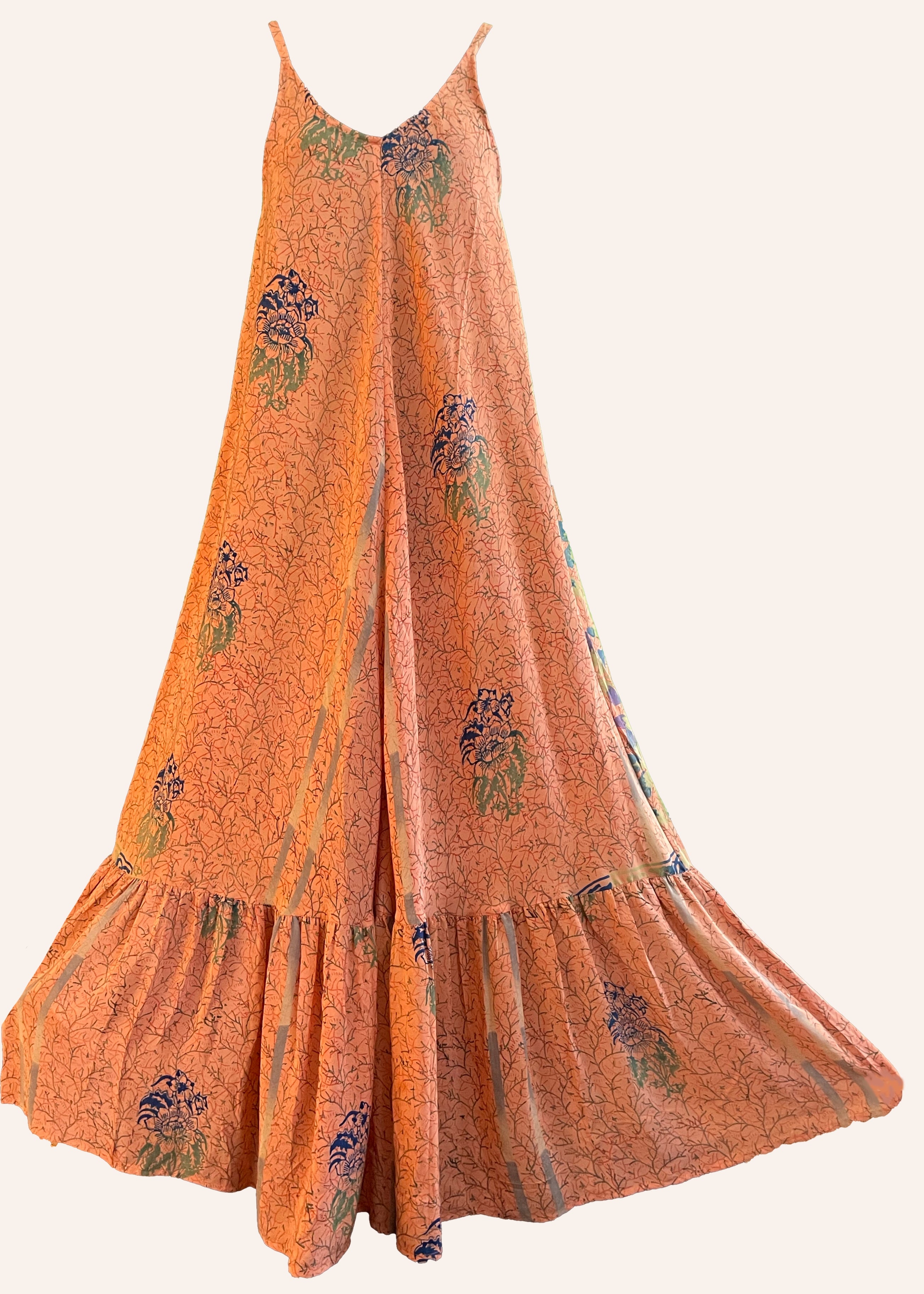 Silk crepe recycled repurposed vintage saree sari silk swing dress vintage style inspired maxi. The Outlaw Dame