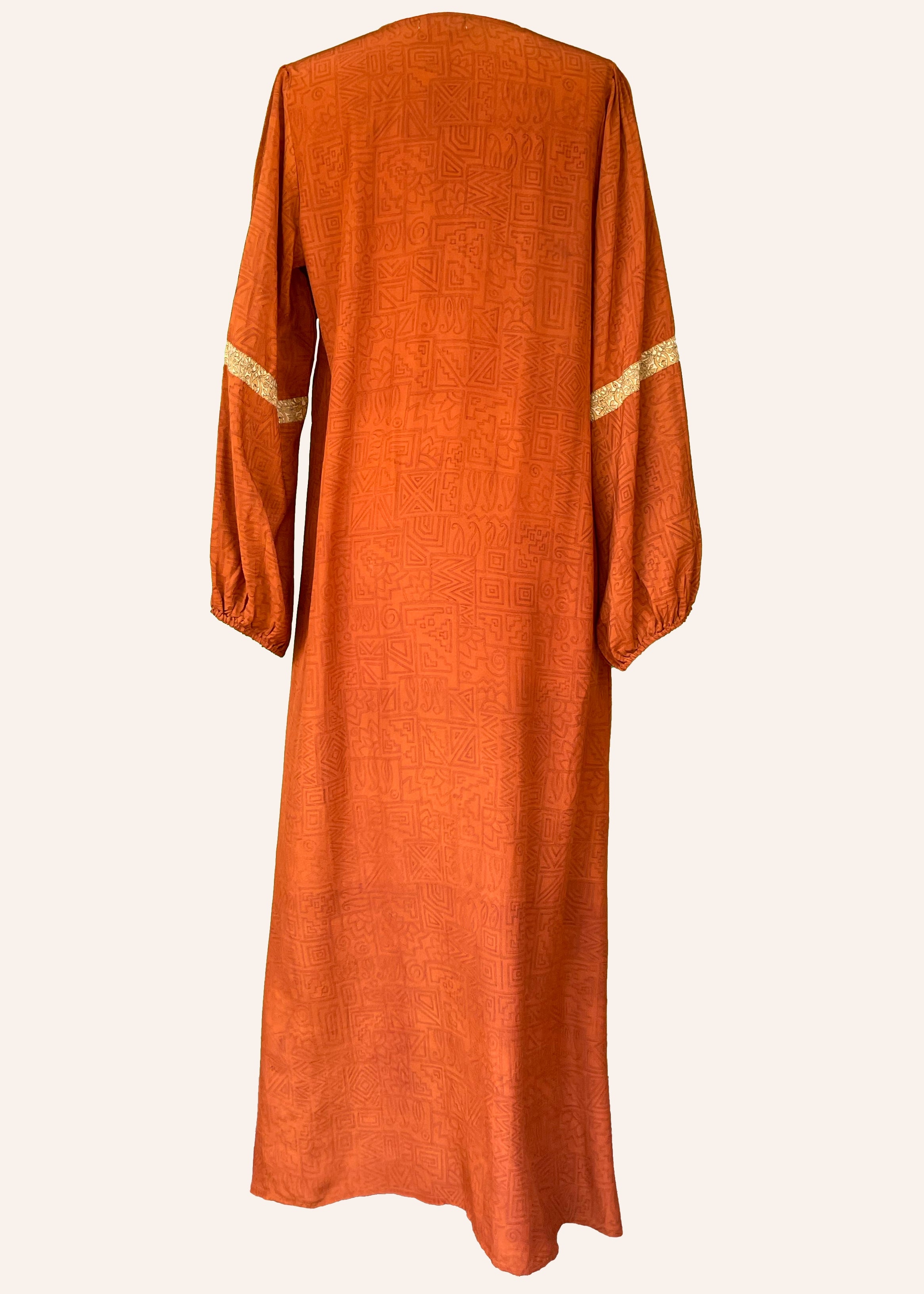Zea Silk Crepe Kaftan Maxi Dress ~ Almond L