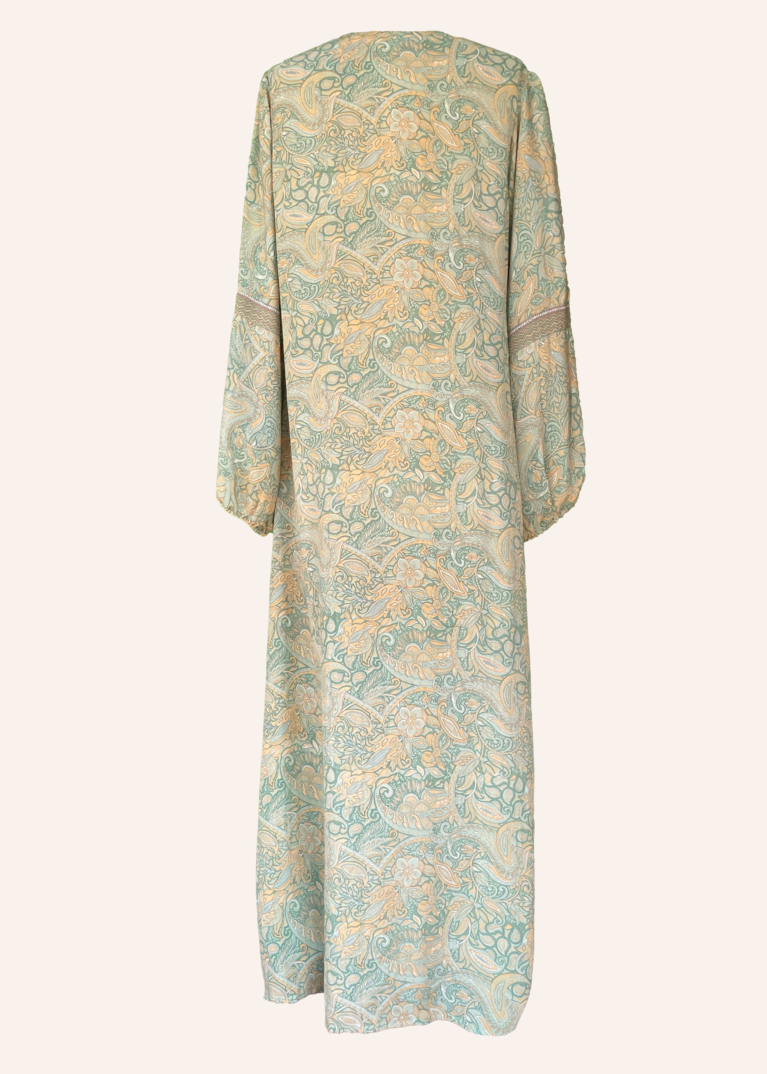 Zea Silk Crepe Kaftan Maxi Dress ~ Aqua XL