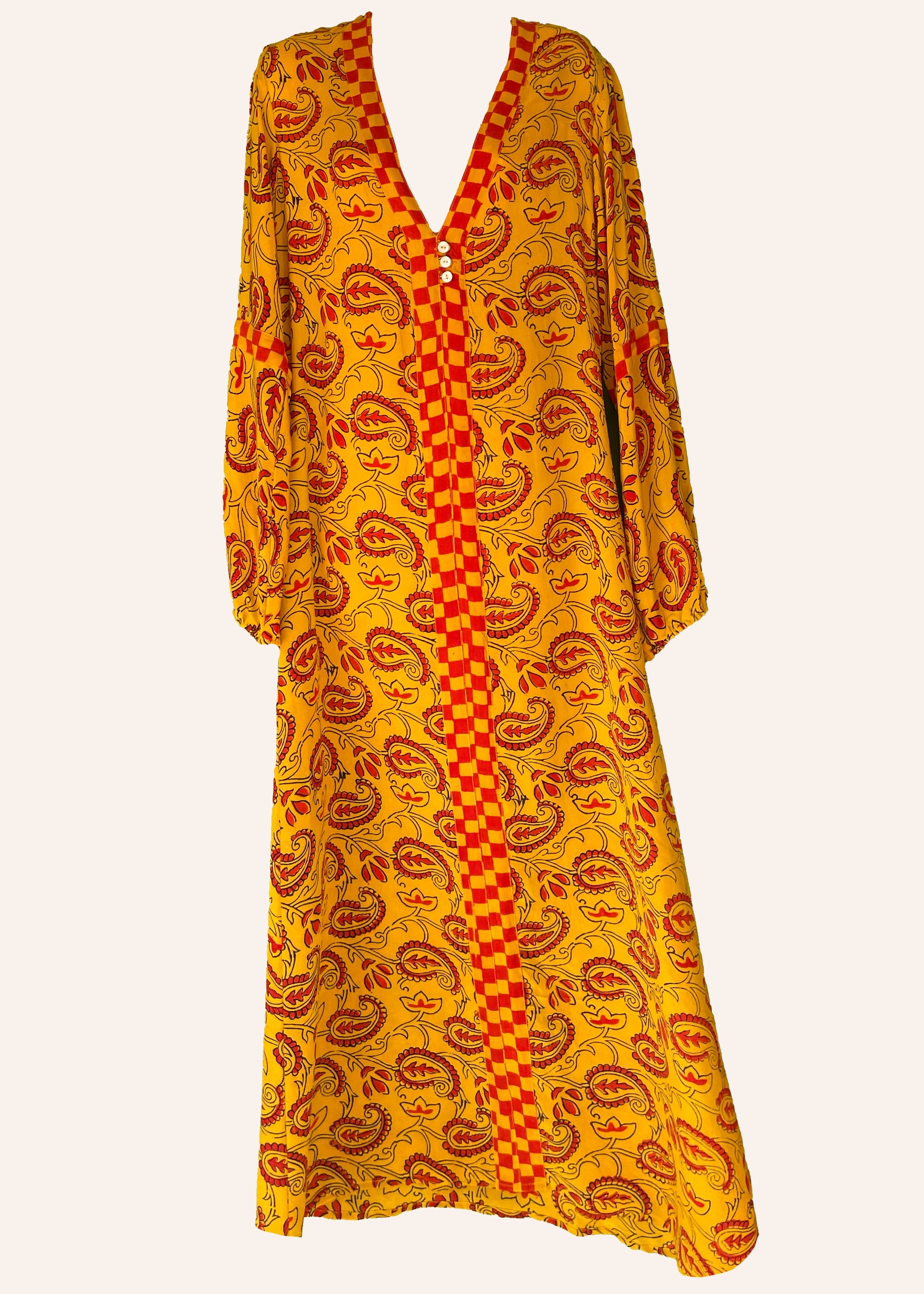 Zea Silk Crepe Kaftan Maxi Dress ~ Fusion XS