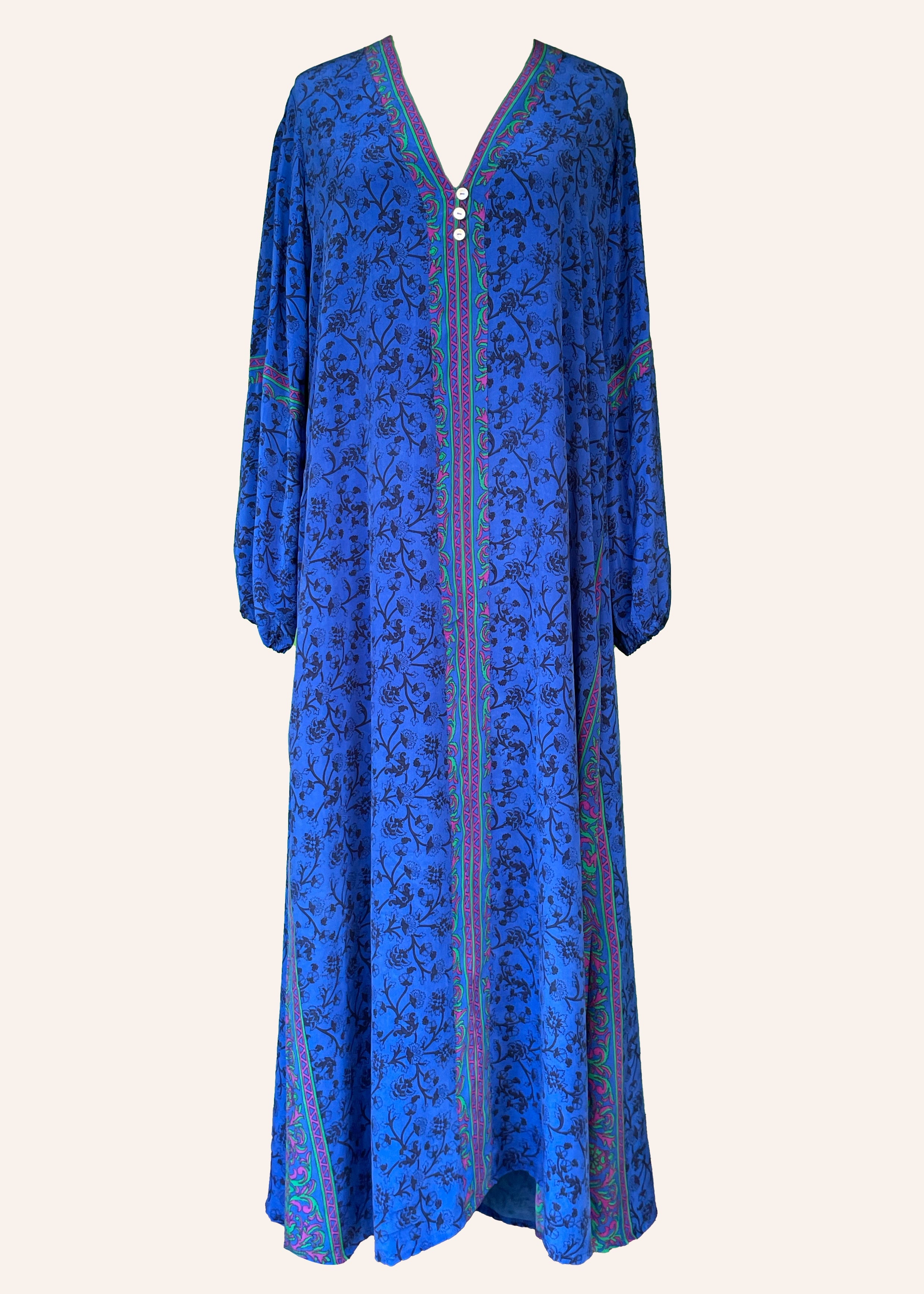 Zea Silk Crepe Kaftan Maxi Dress ~ Diva XS & L & XL