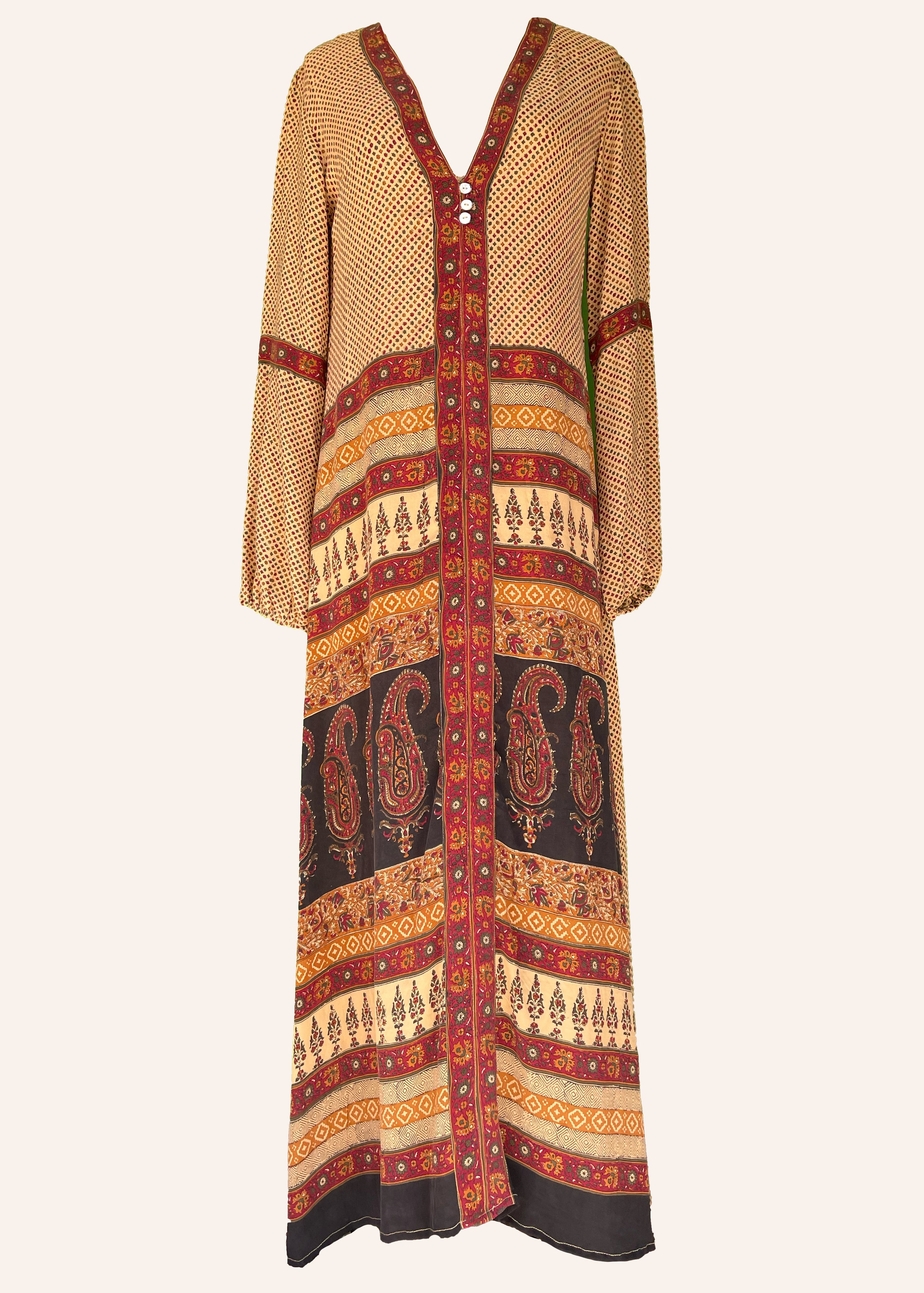 Zea Silk Crepe Kaftan Maxi Dress ~ Syrah XS