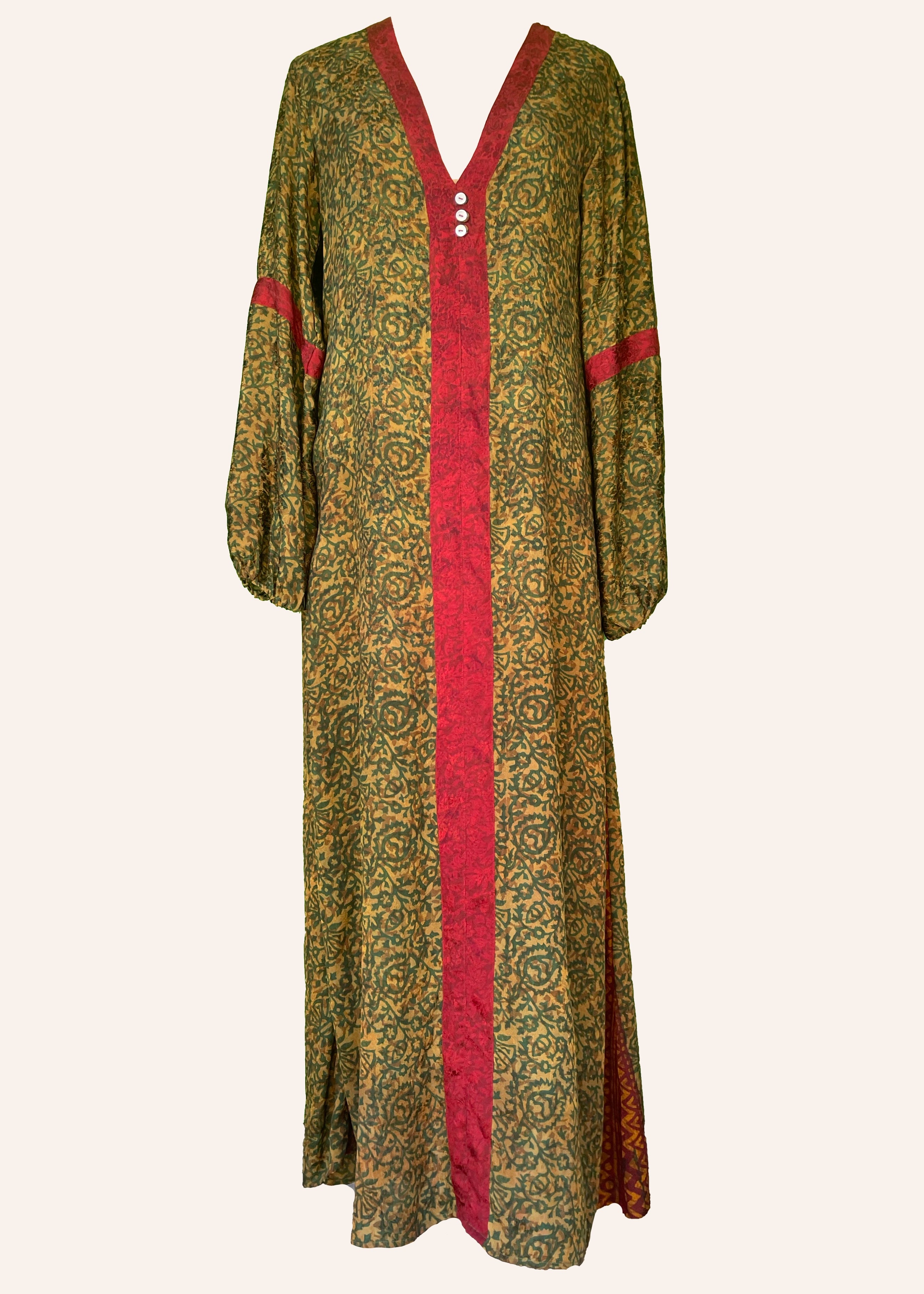 Zea Silk Crepe Kaftan Maxi Dress ~ Carafe S