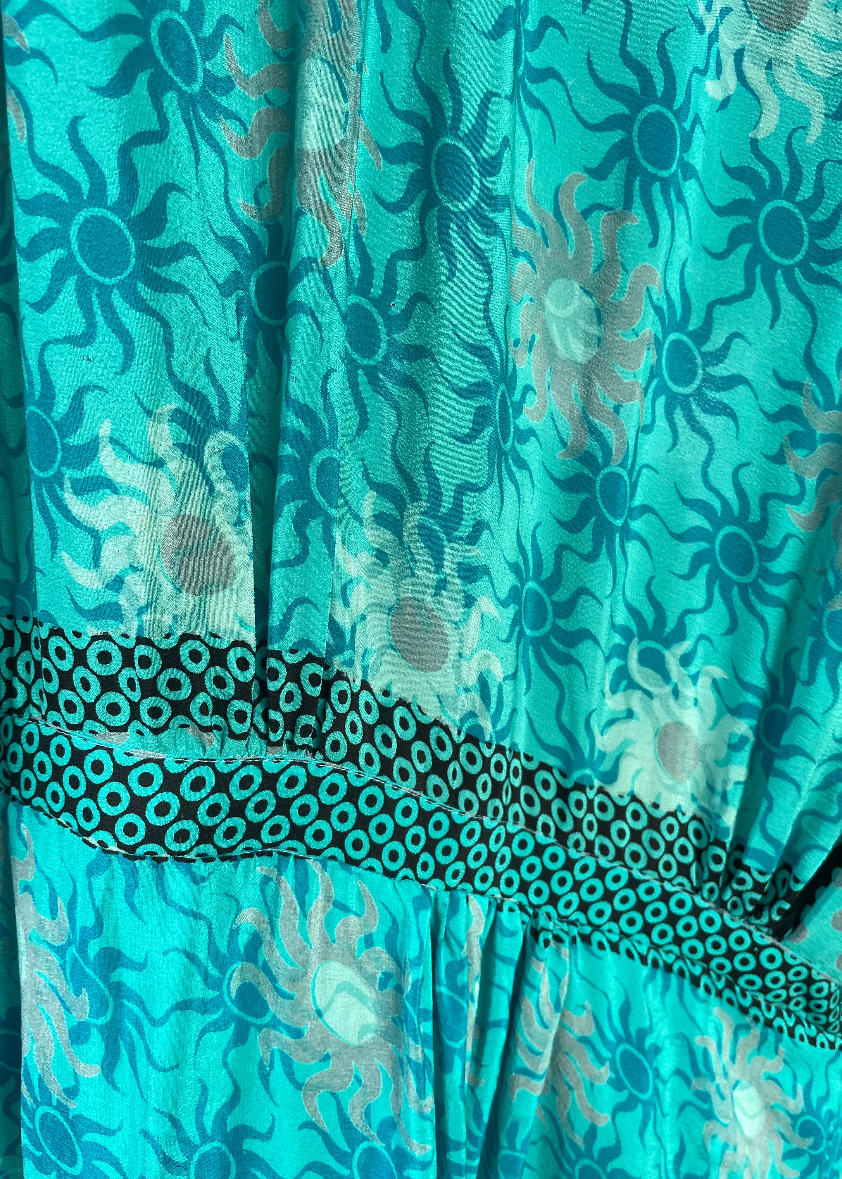 Caladium Silk Wrap Dress ~ Bluebell S