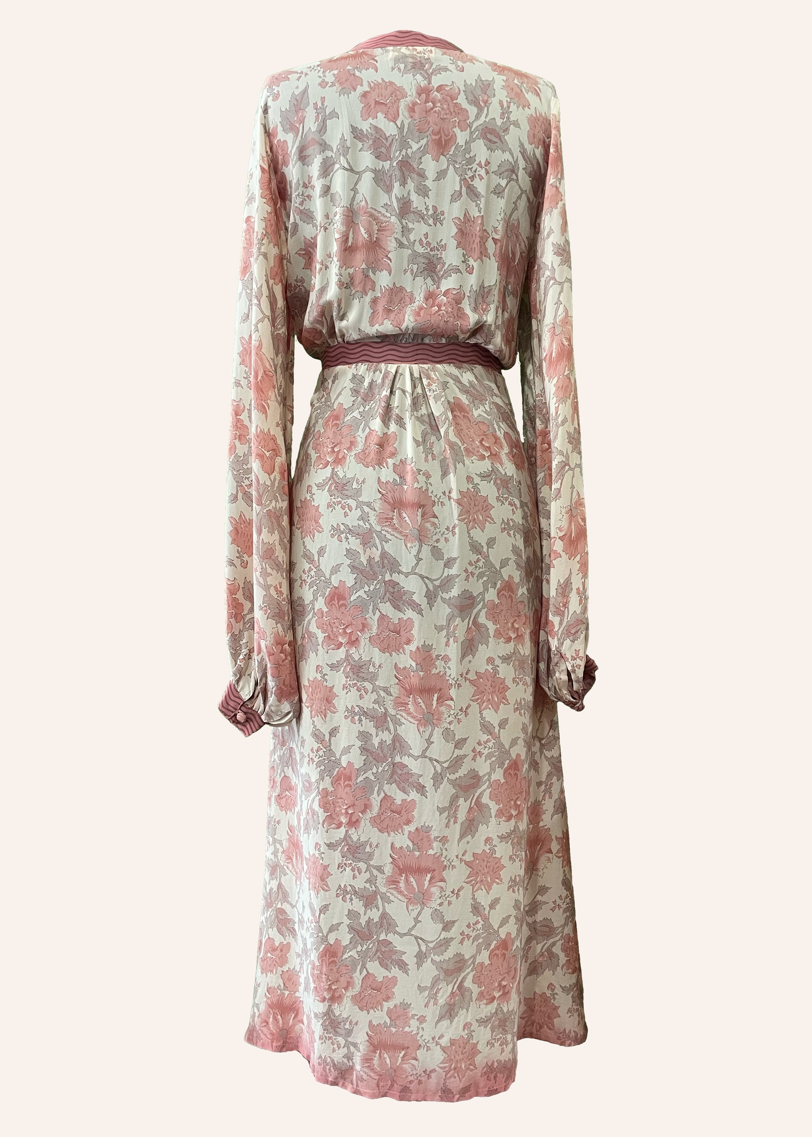 Caladium Wrap Silk Dress ~ Rose M