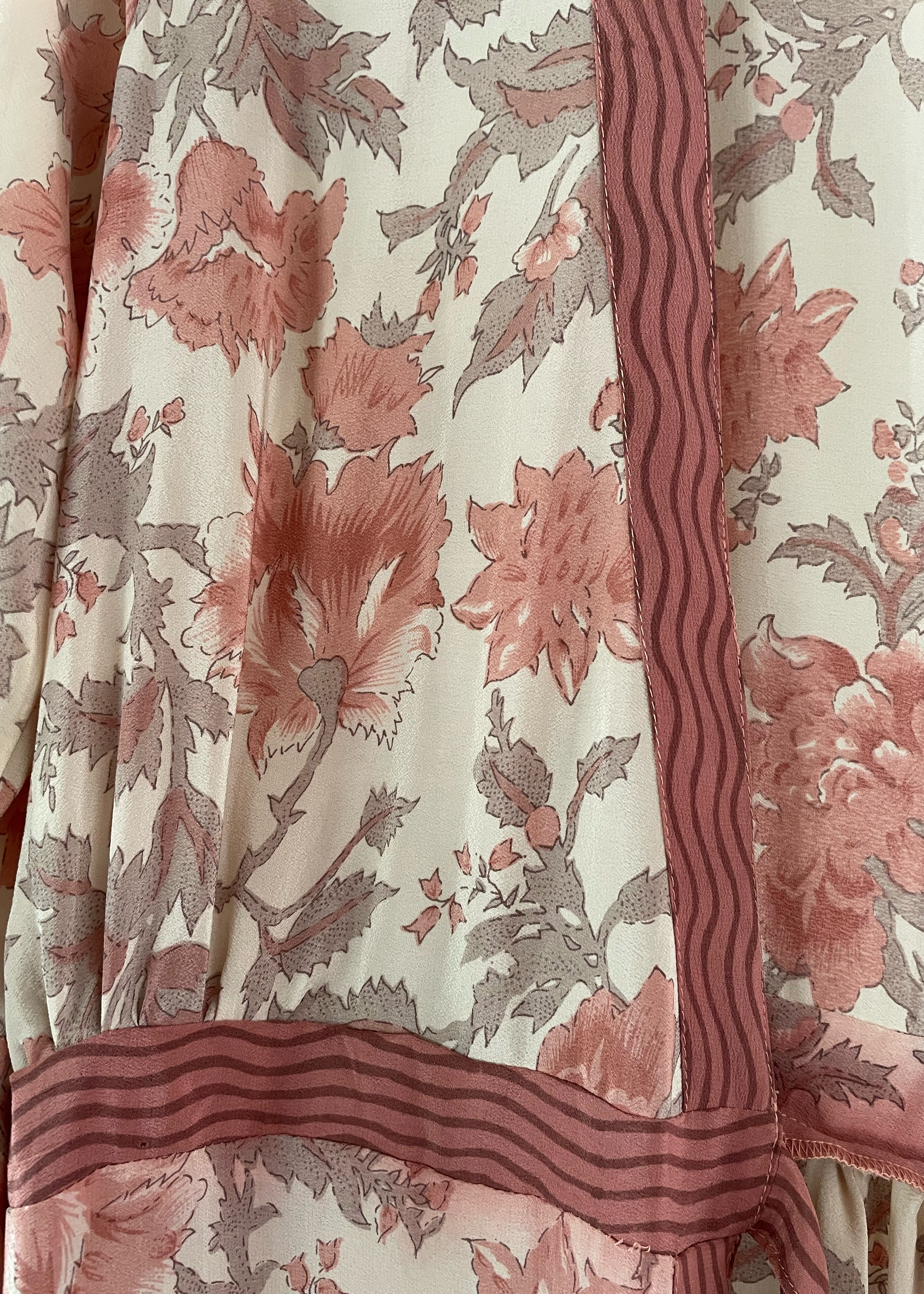 Caladium Wrap Silk Dress ~ Rose M