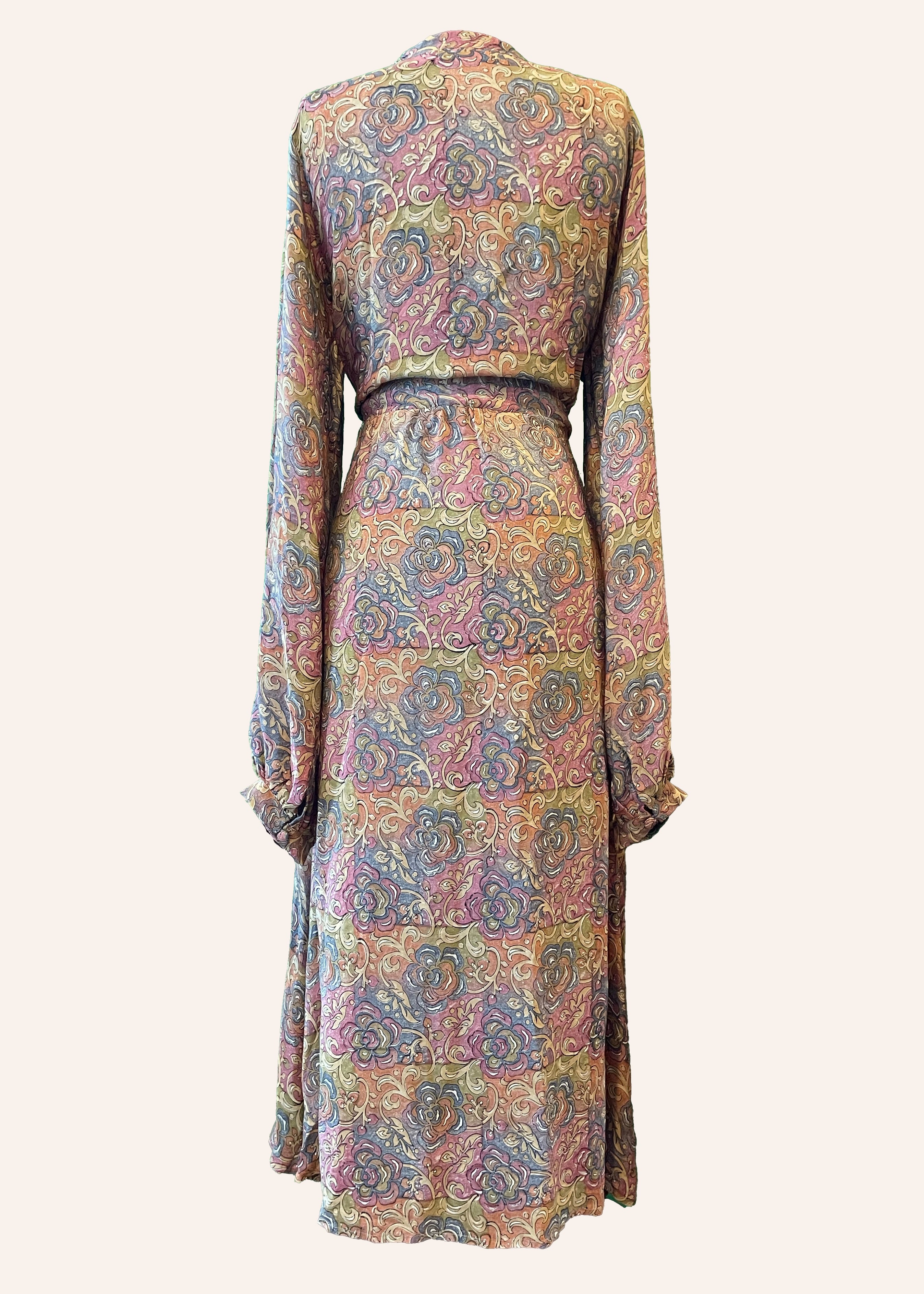 Caladium Wrap Silk Dress ~ Nougat XL