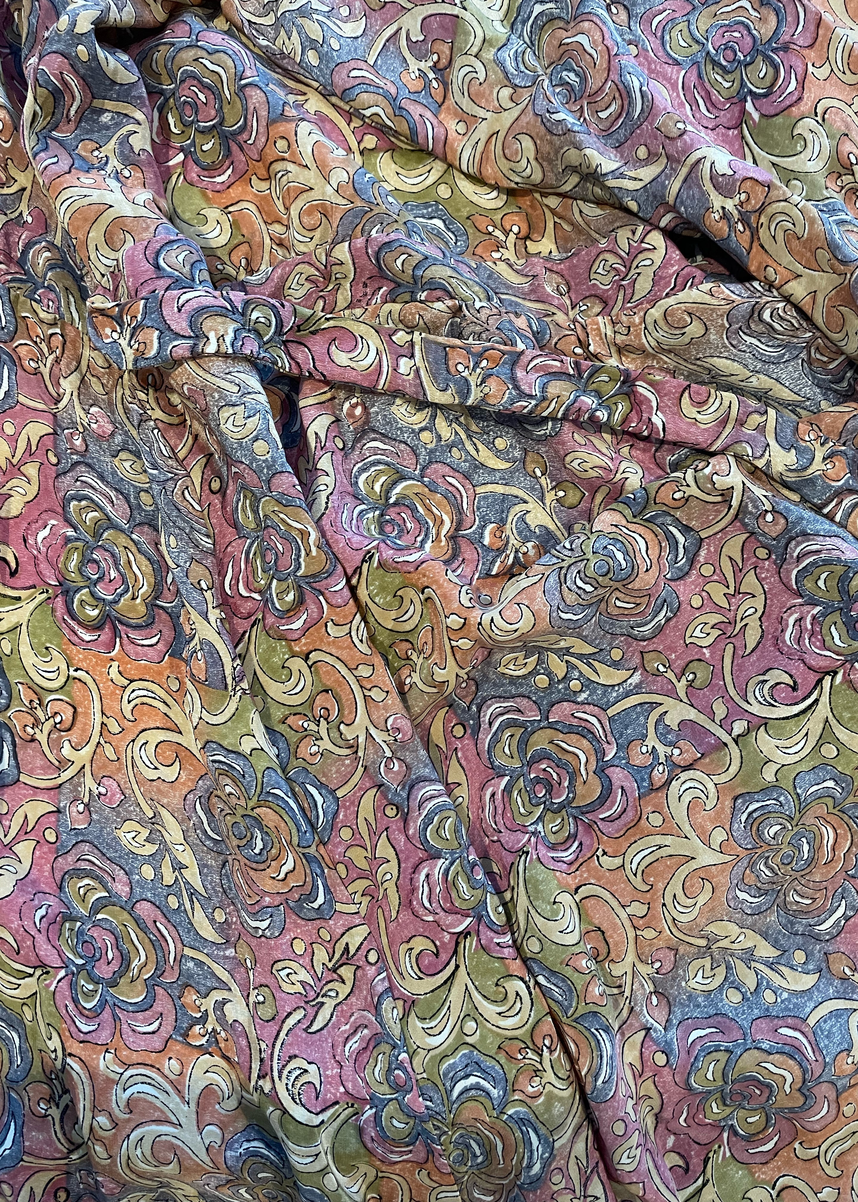 Caladium Wrap Silk Dress ~ Nougat XL