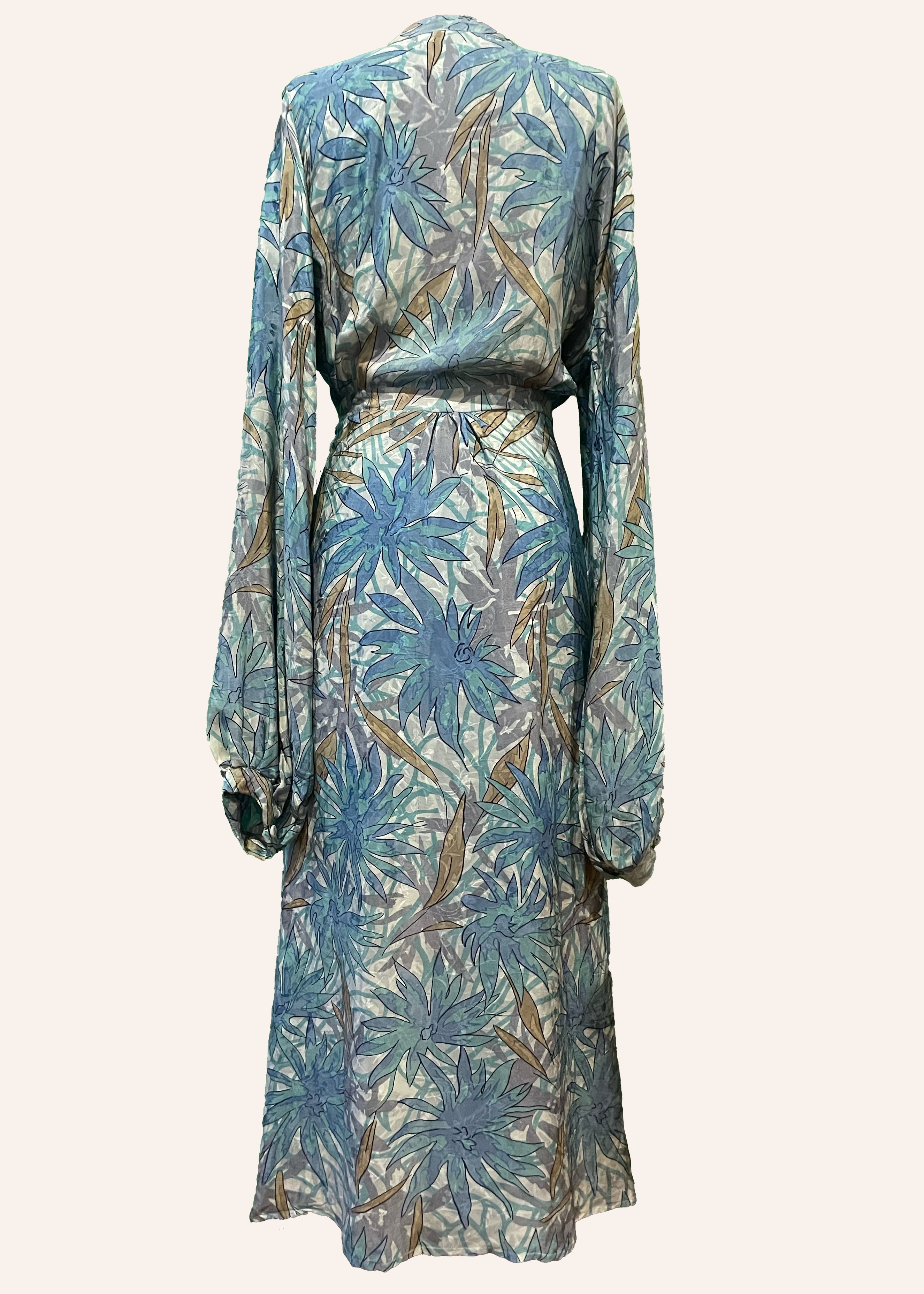 Caladium Wrap Silk Dress ~ Havana XL