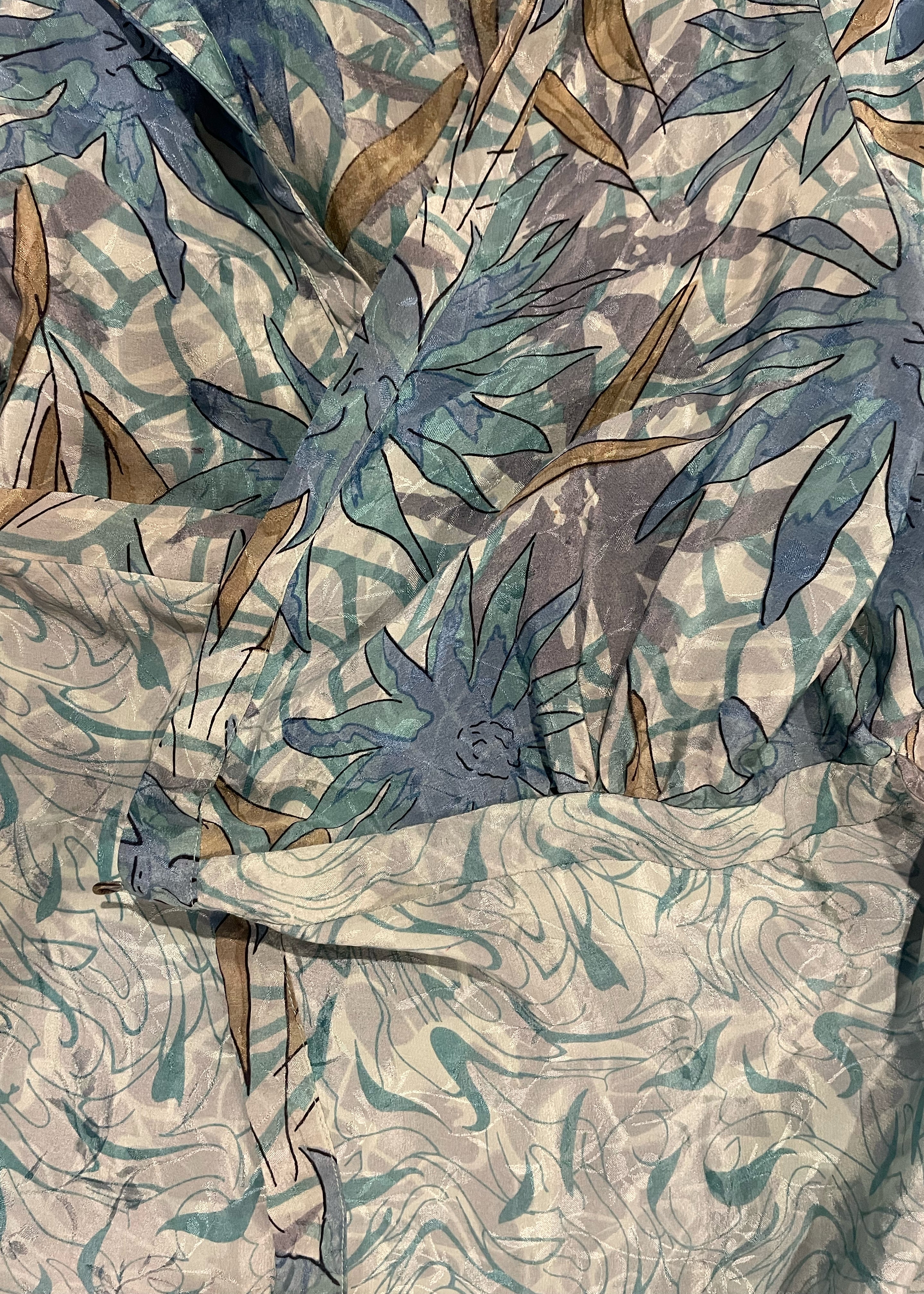 Caladium Wrap Silk Dress ~ Havana XL