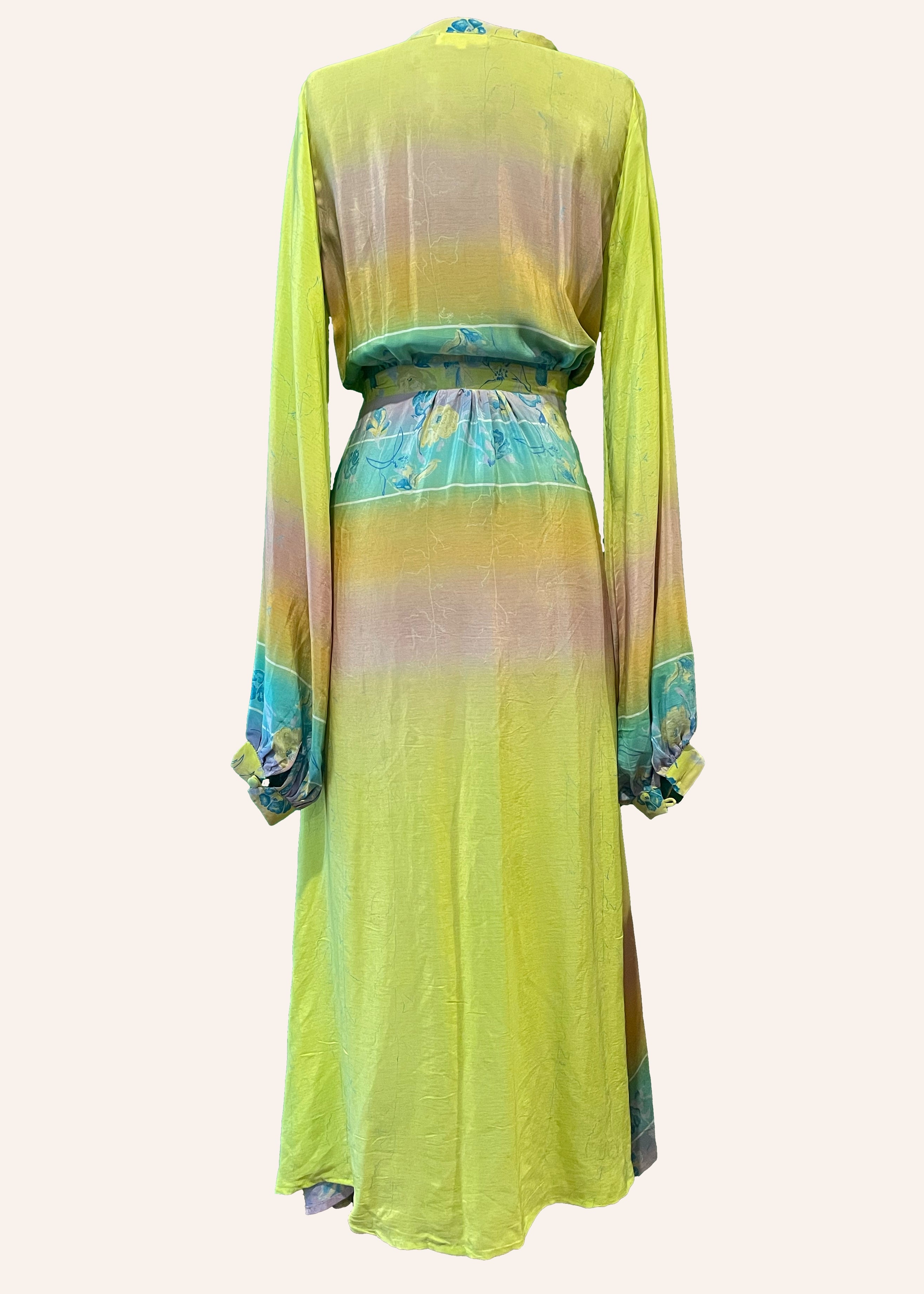 Caladium Silk Wrap Dress ~ Limeade S