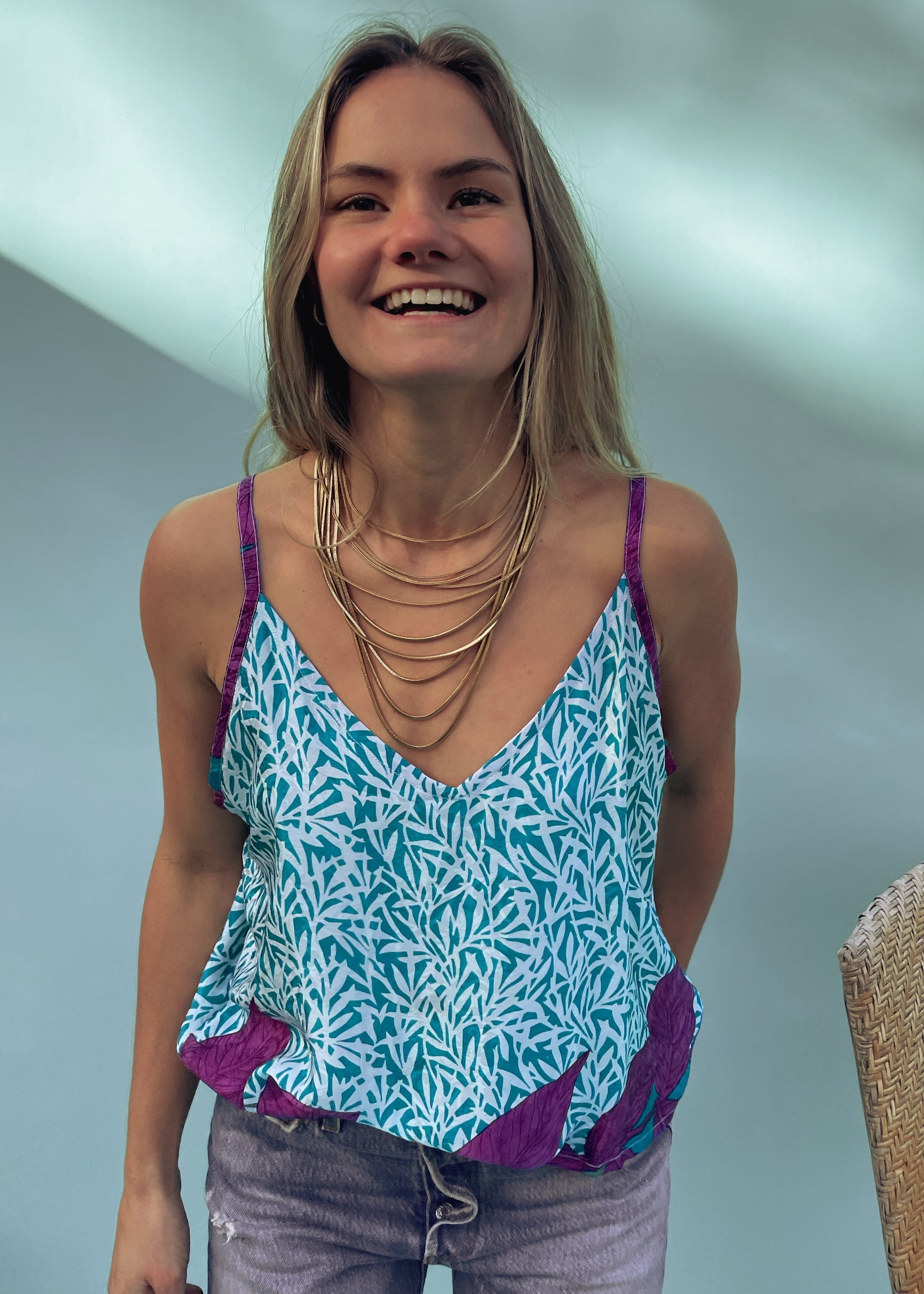 Reseda Silk Crepe Camisole Top ~ Tambourine XL