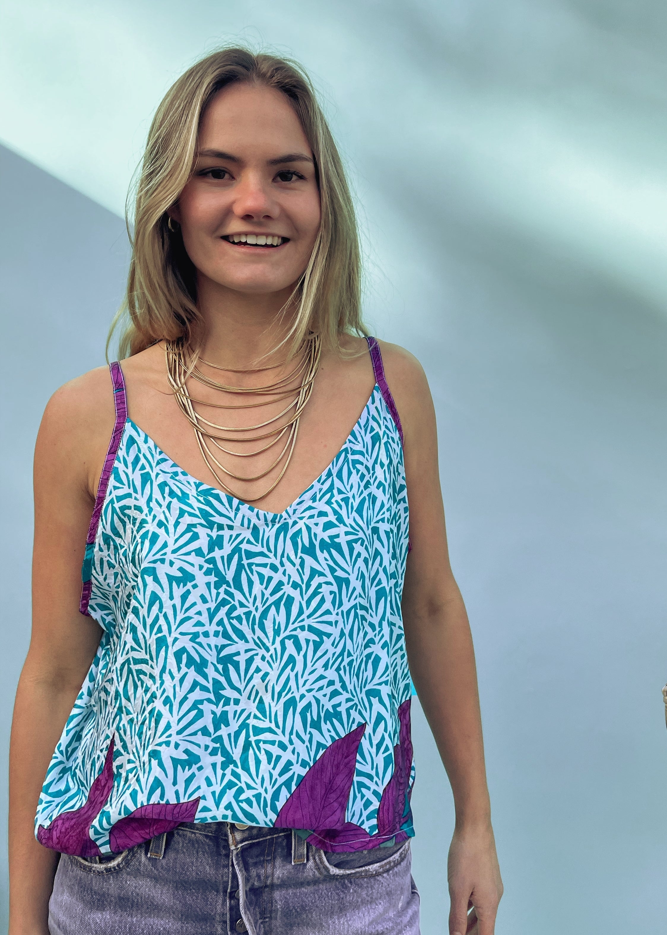 Reseda Silk Crepe Camisole Top ~ Tambourine XL