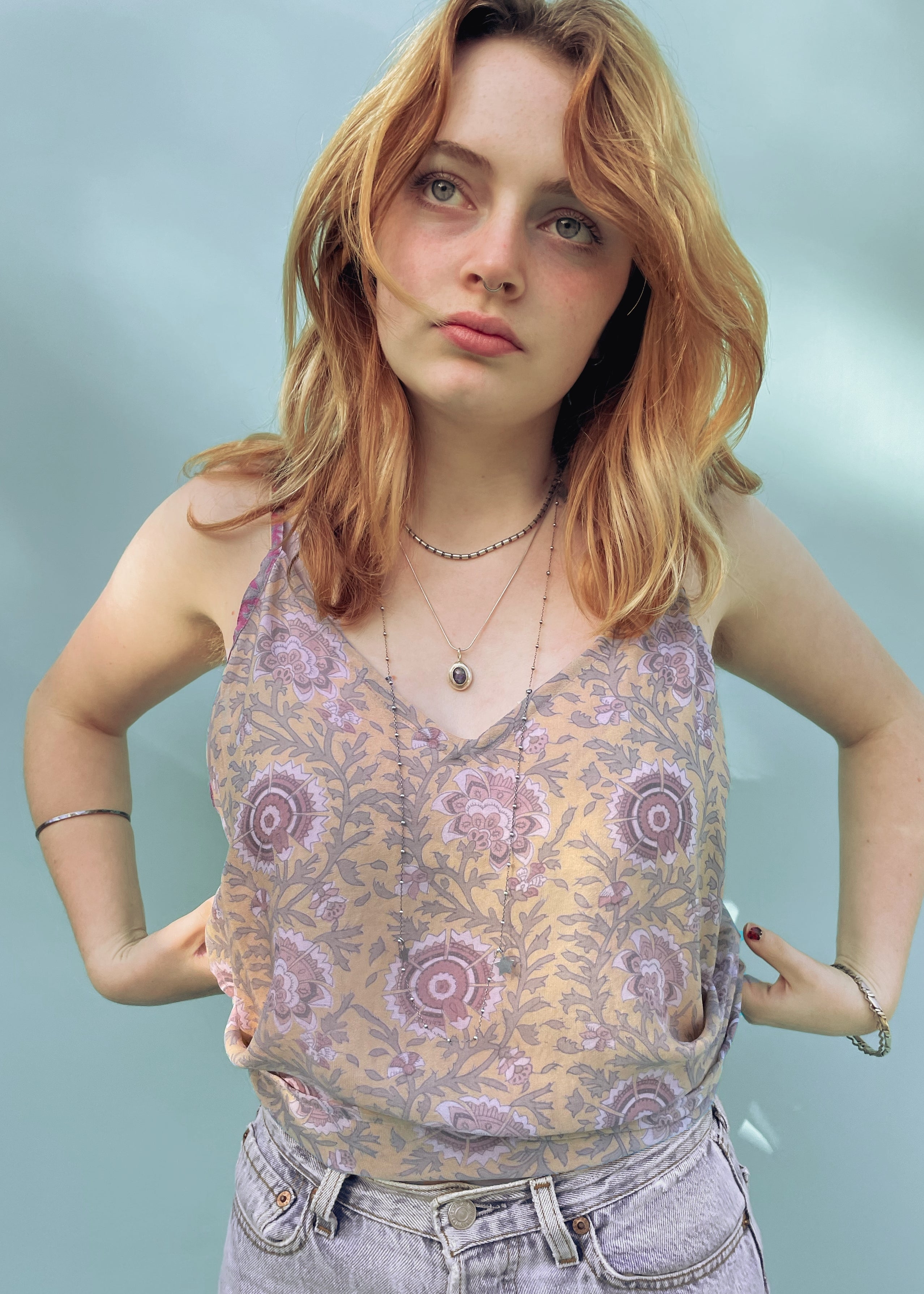Reseda Silk Crepe Camisole Top ~ Ethereal XL