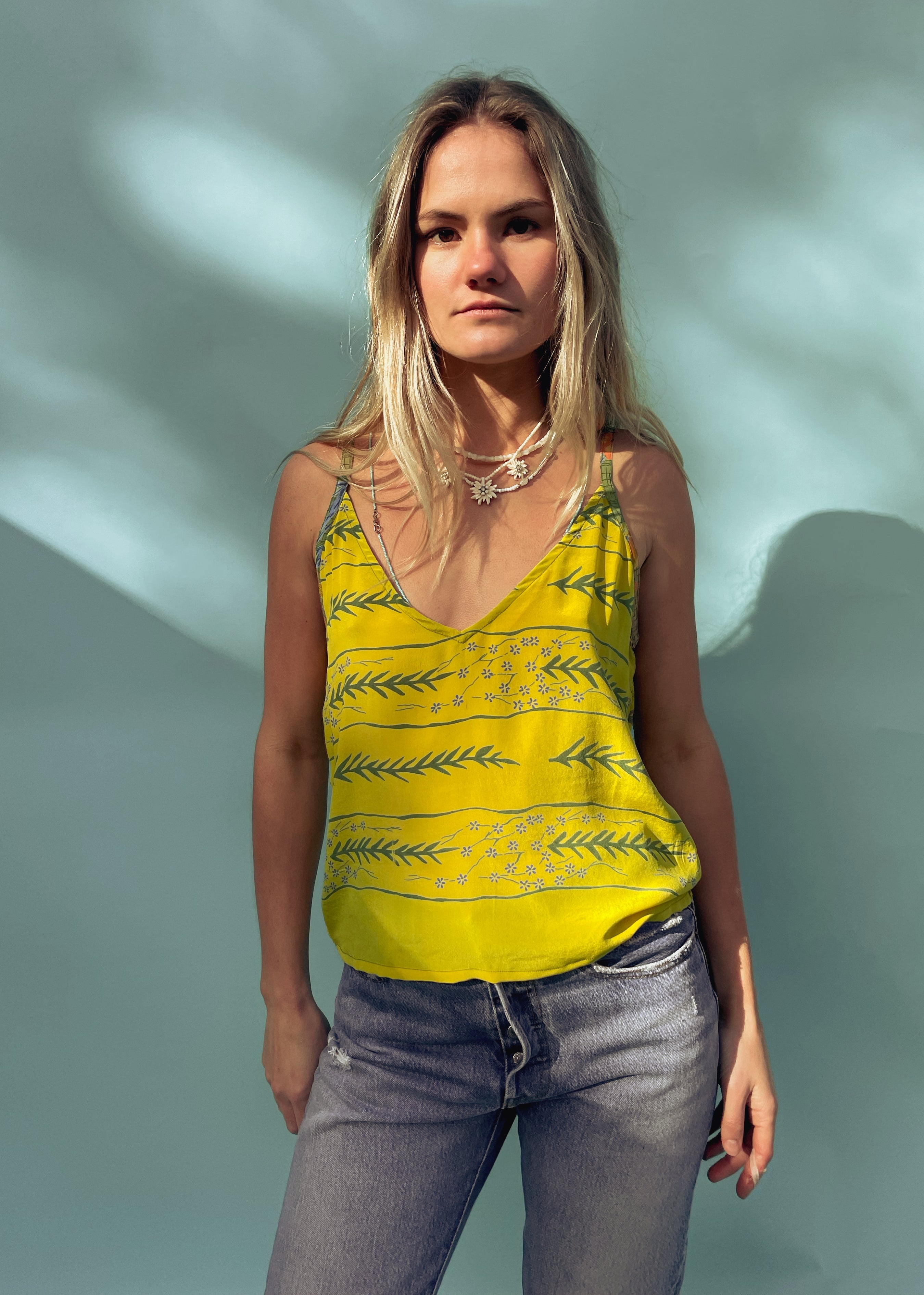Reseda Silk Crepe Camisole Top ~ Canary S