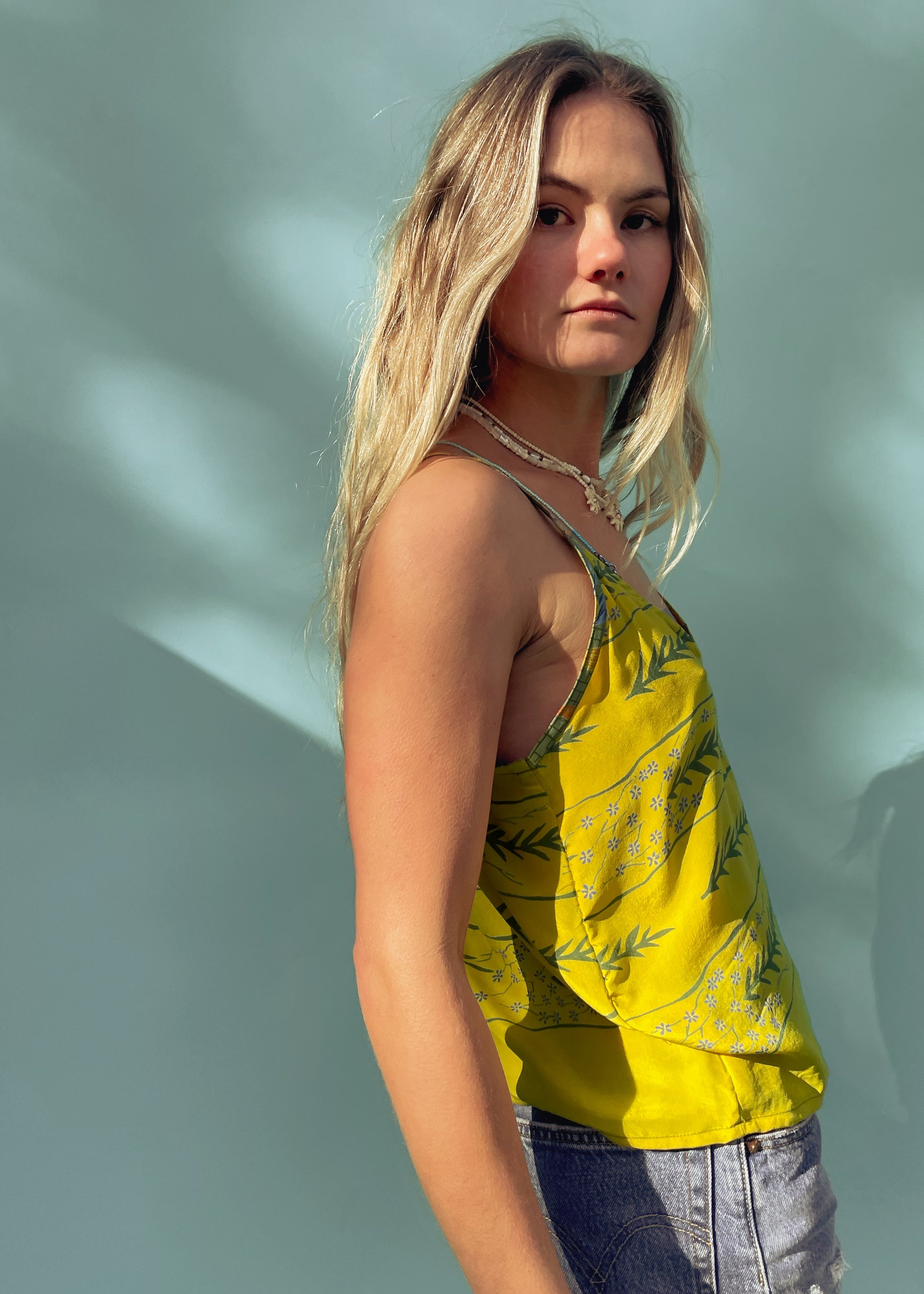 Reseda Silk Crepe Camisole Top ~ Canary S