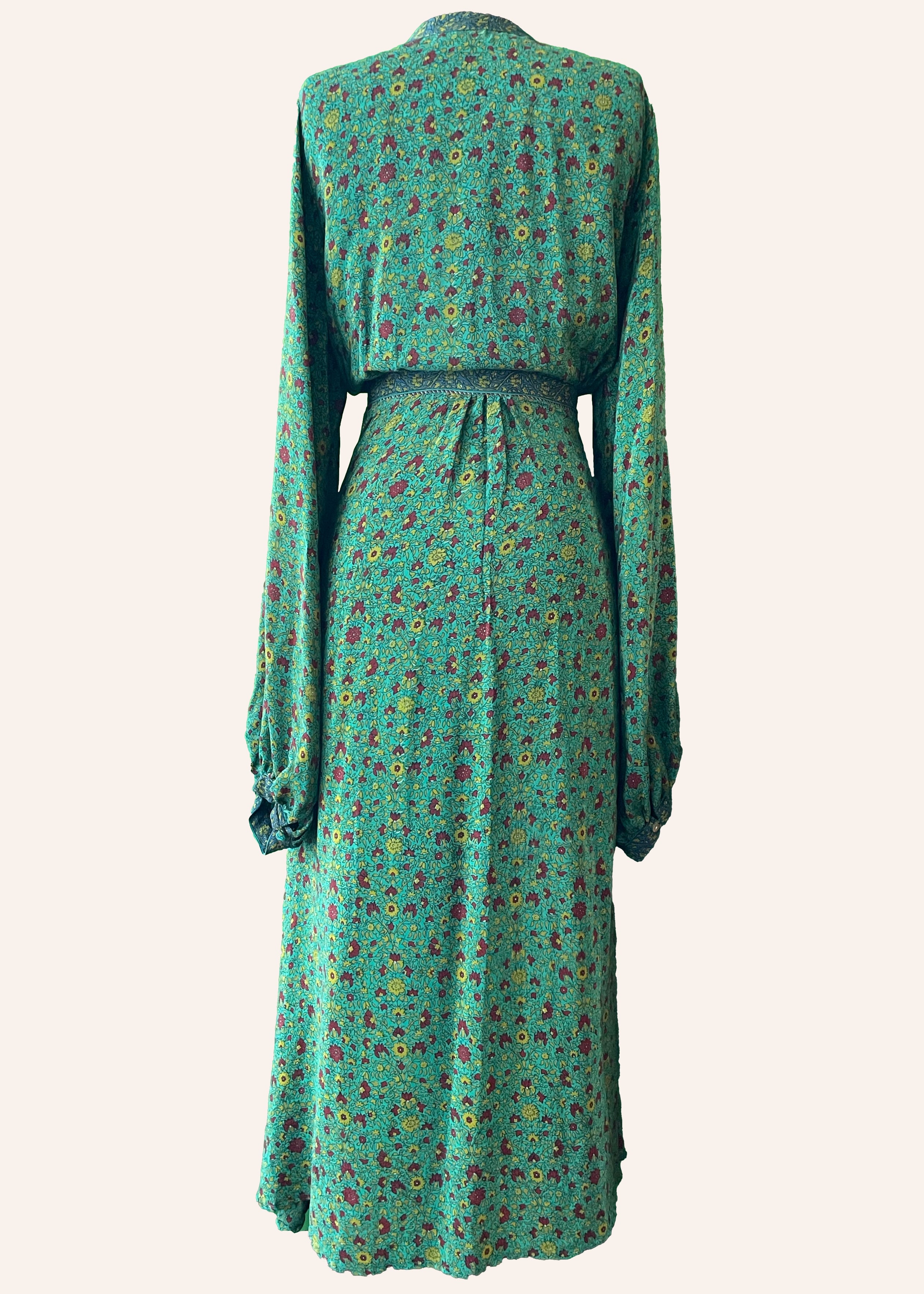 Caladium Wrap Silk Dress ~ Bosphorus XL