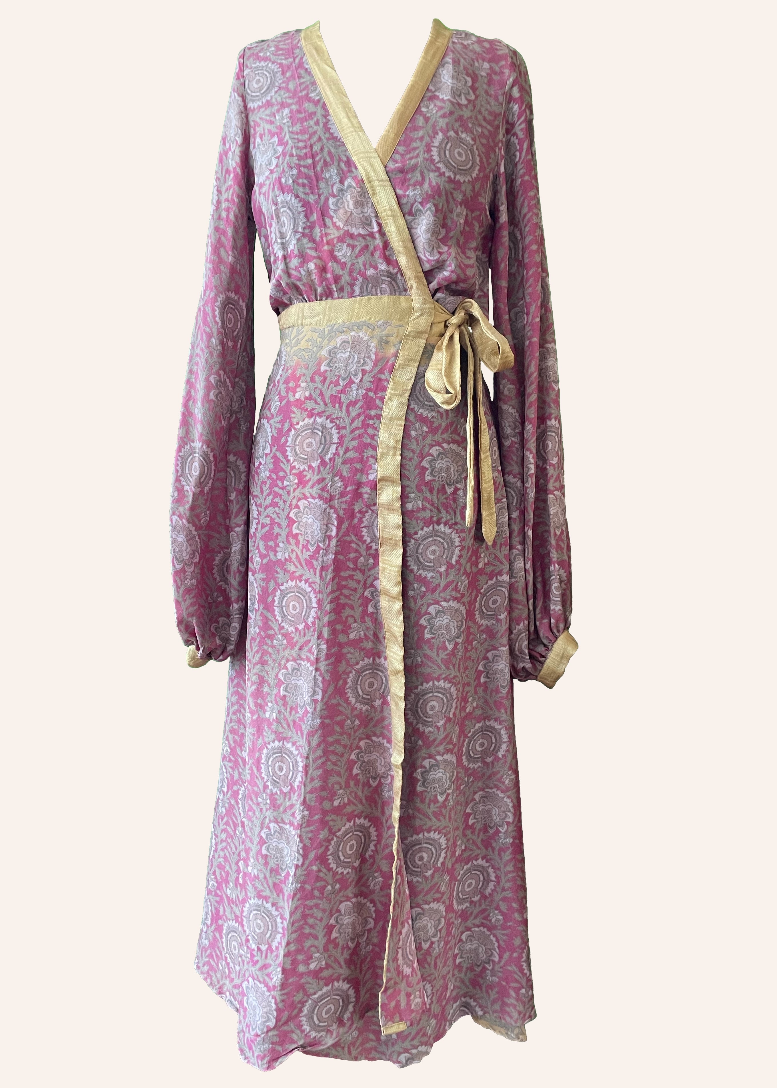 Caladium Silk Wrap Dress ~ Powder S