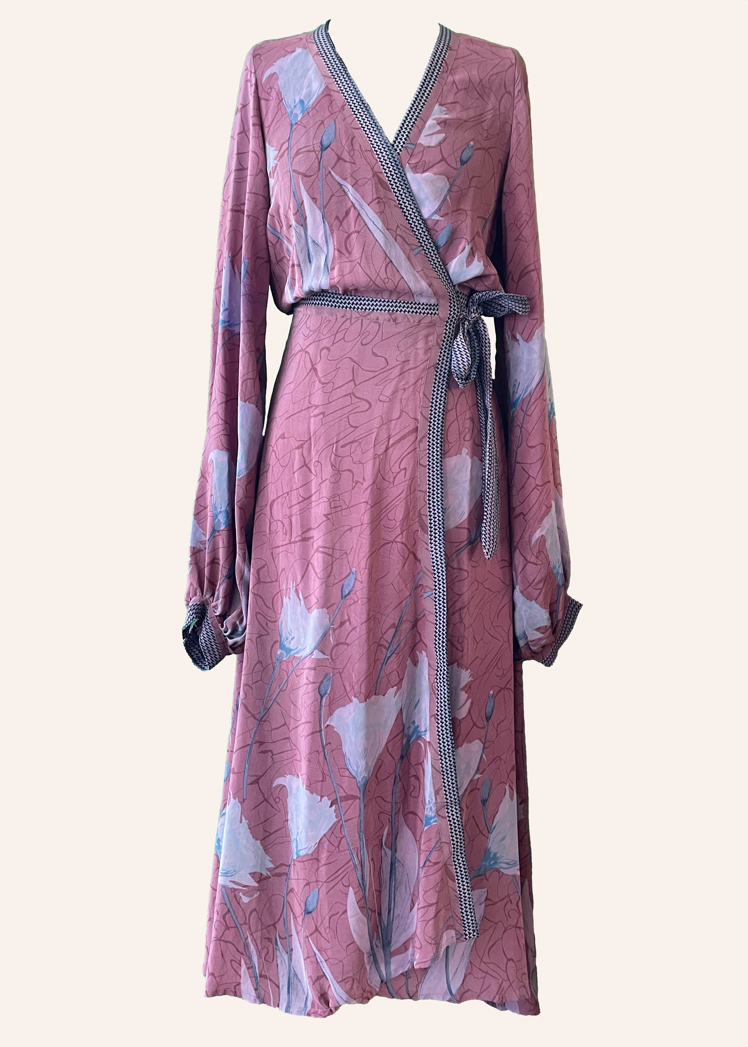 Caladium Wrap Silk Dress ~ Monsoon M
