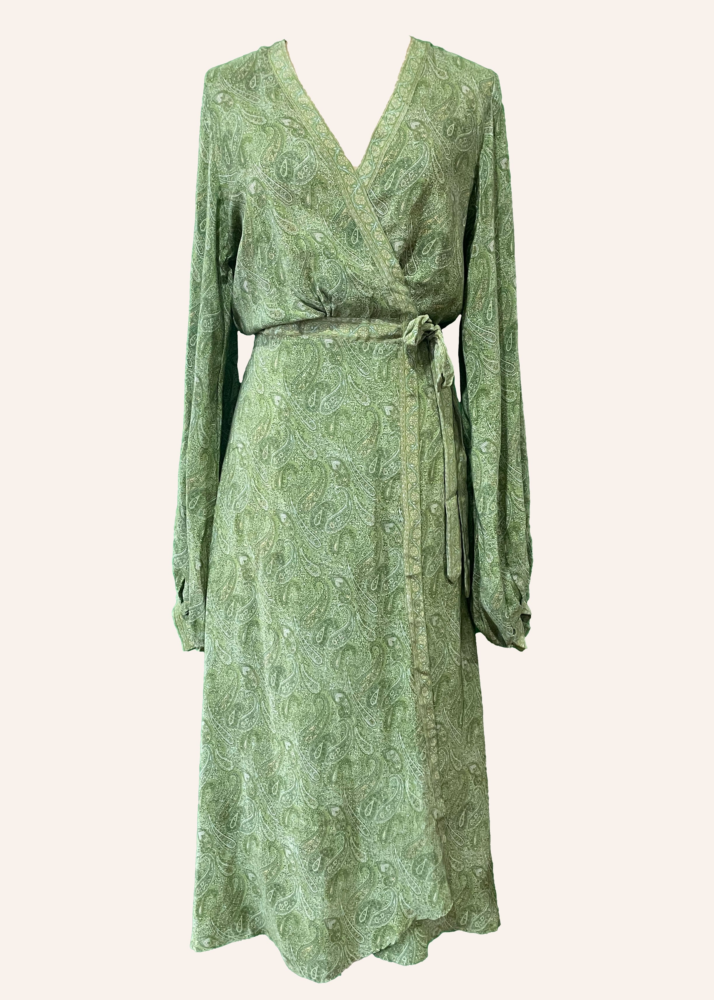 Caladium Wrap Silk Dress ~ Titanite L