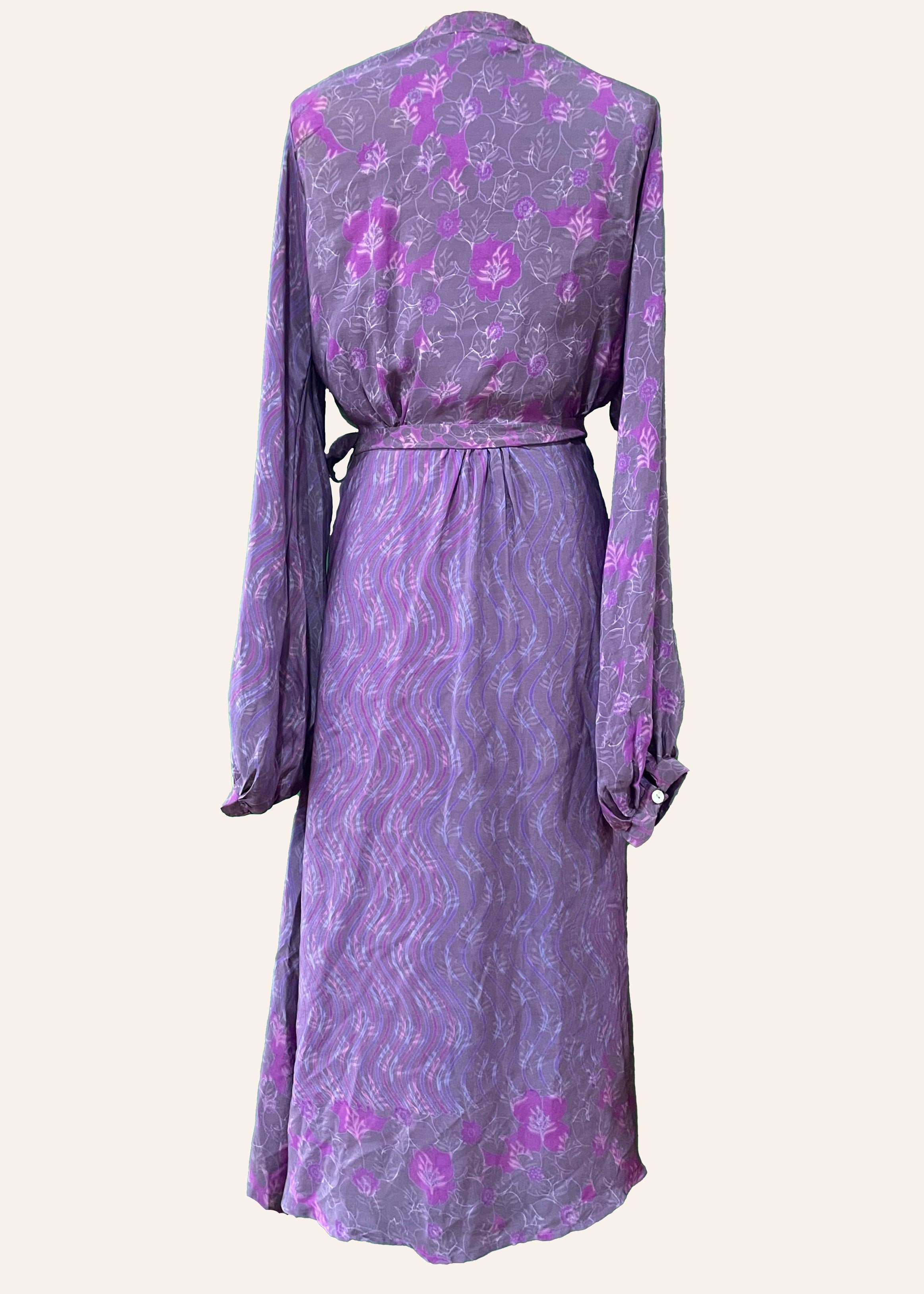 Caladium Wrap Silk Dress ~ Orchid L