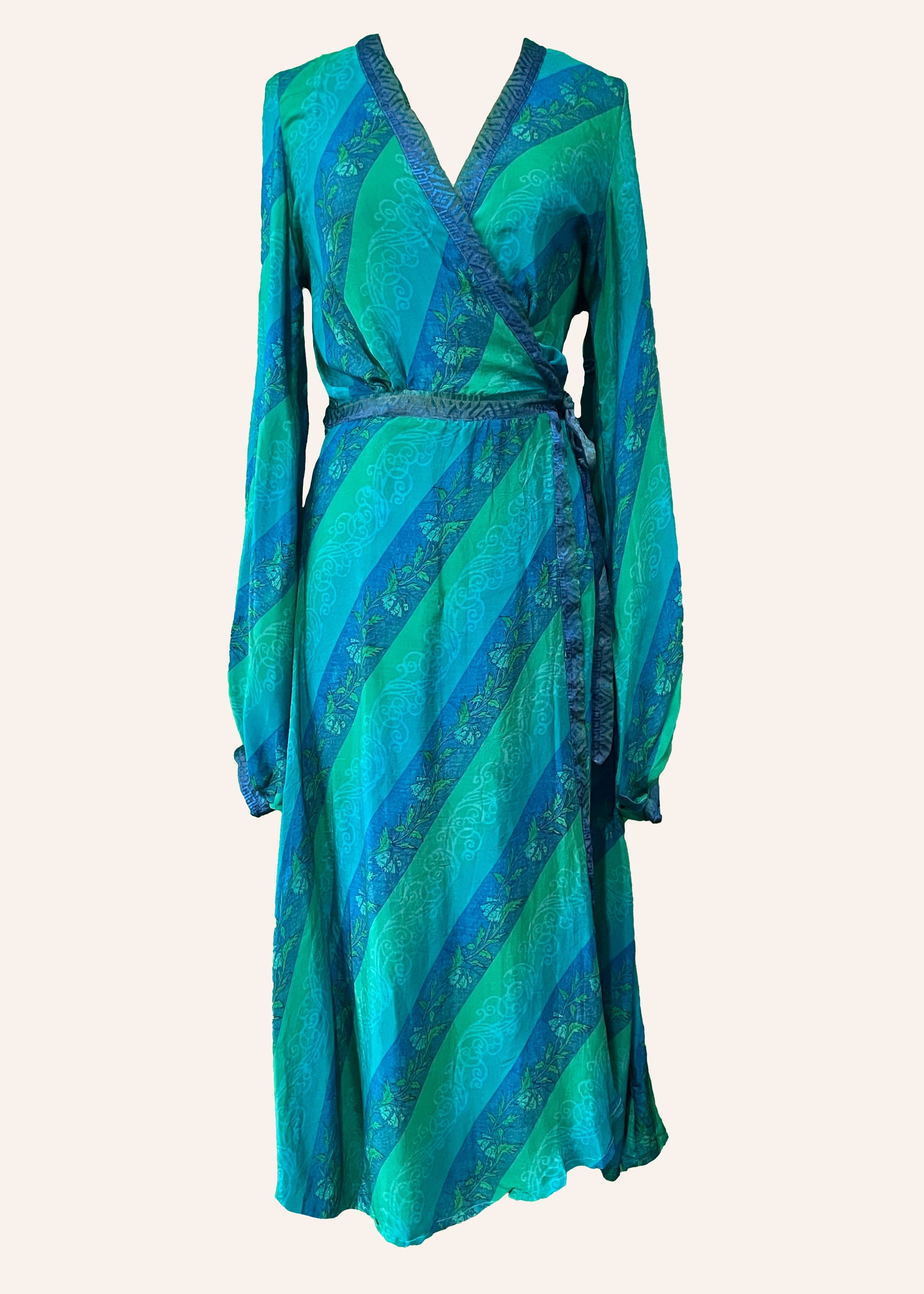Caladium Wrap Silk Dress ~ Dynasty L