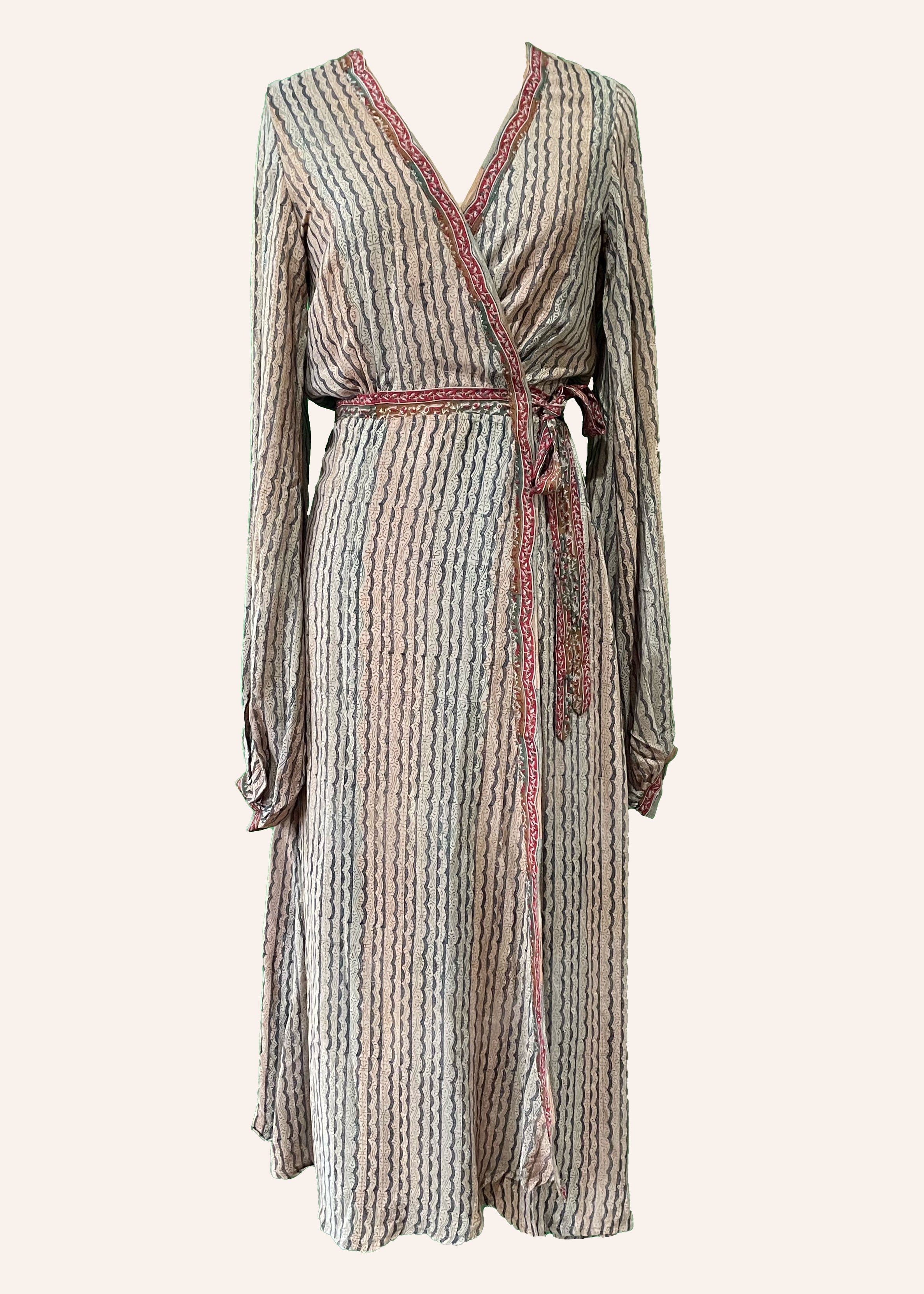 Caladium Silk Wrap Dress ~ Bark XS