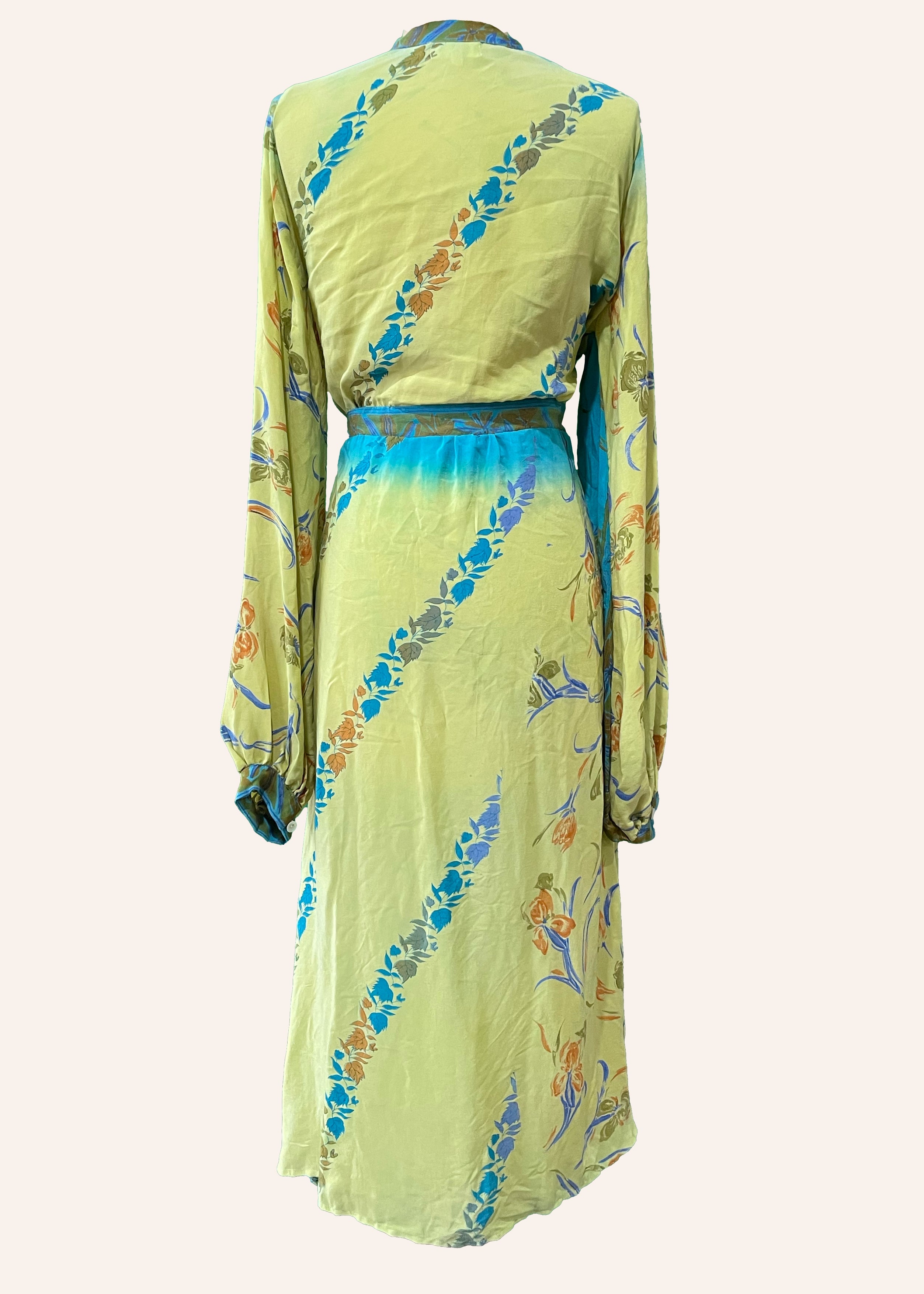 Caladium Wrap Silk Dress ~ Calendula XL