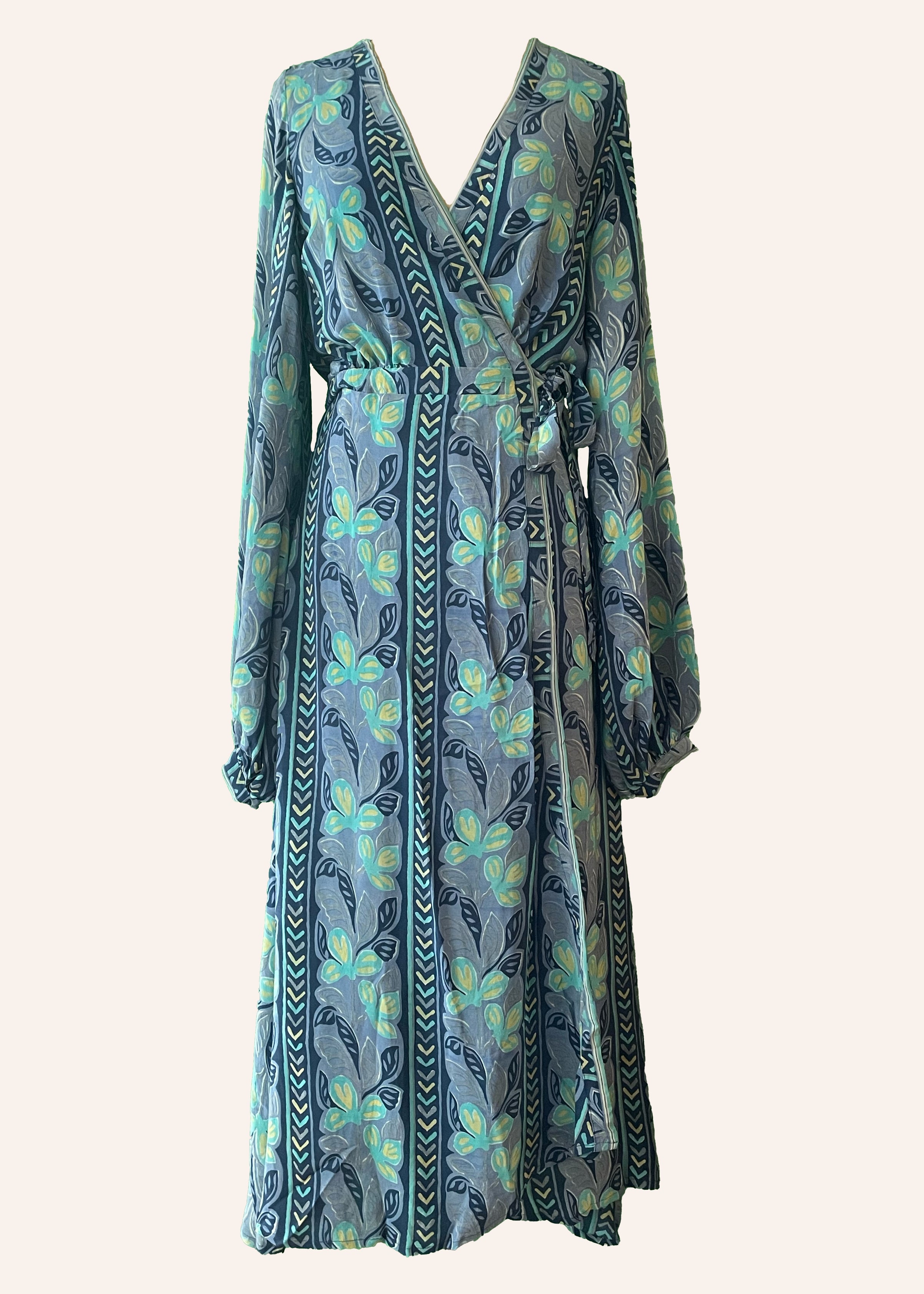 Caladium Silk Wrap Dress ~ Brook XS