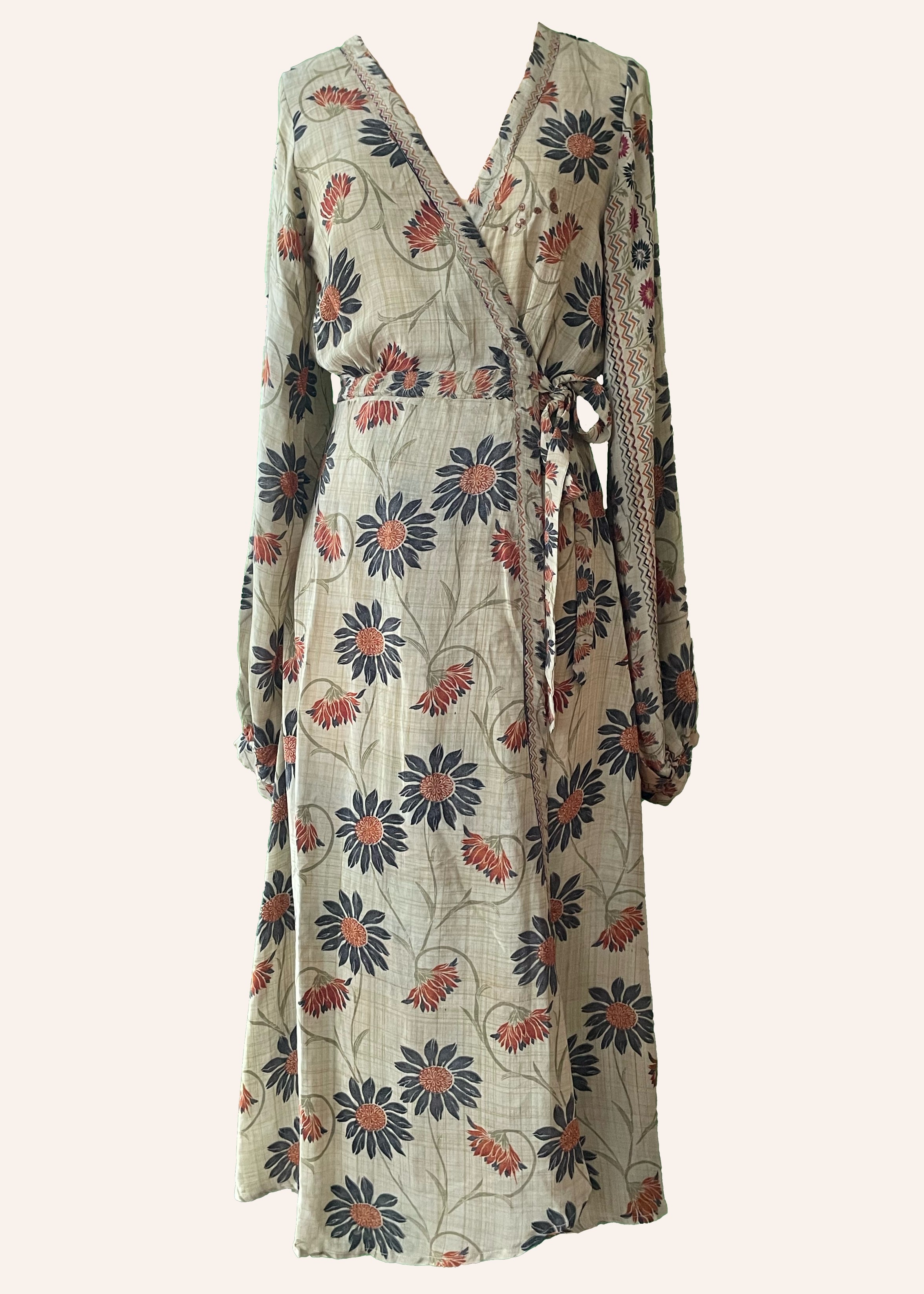 Caladium Silk Wrap Dress ~ Scallop XS
