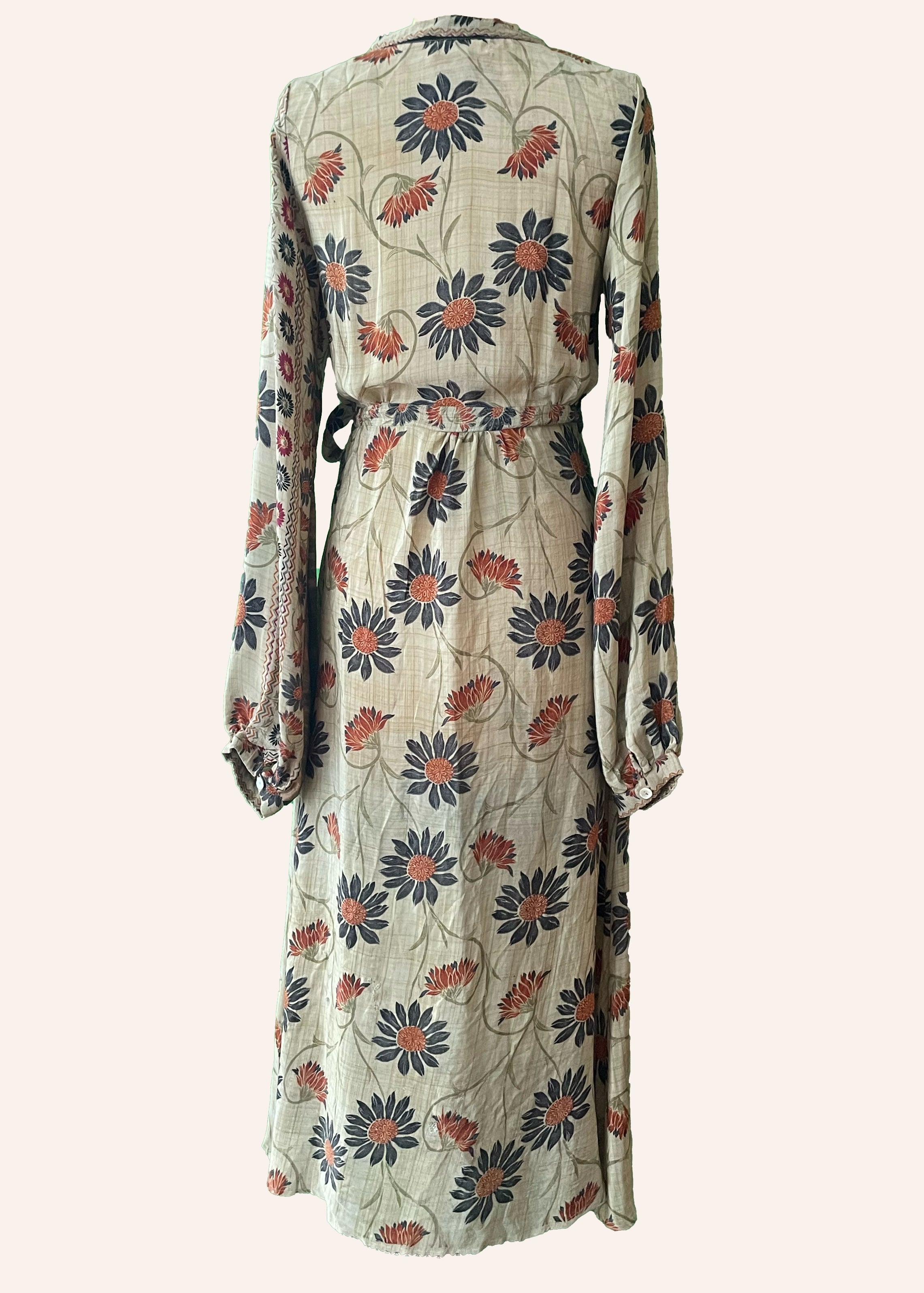 Caladium Silk Wrap Dress ~ Scallop XS