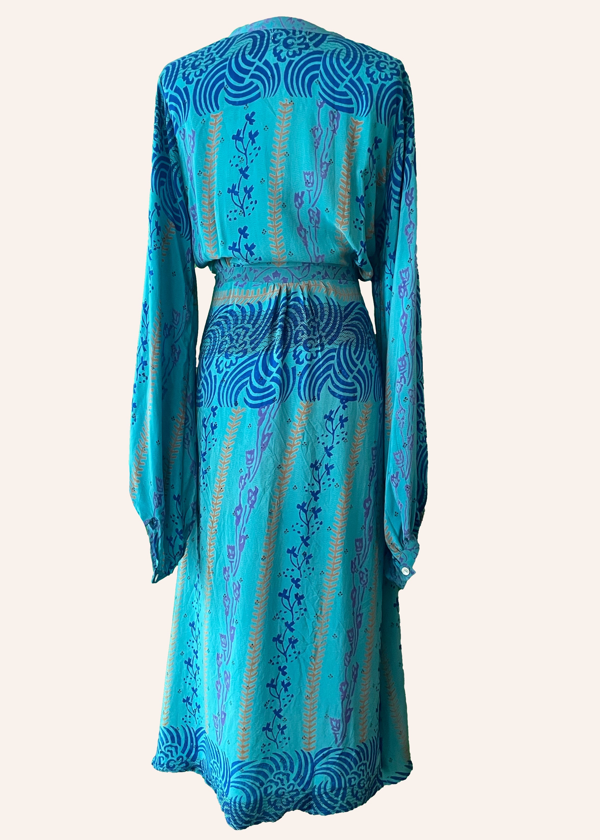 Caladium Wrap Silk Dress ~ Caneel XL
