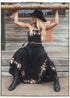 black linen cotton hand embroidered folk western bohemian vintage maxi dress