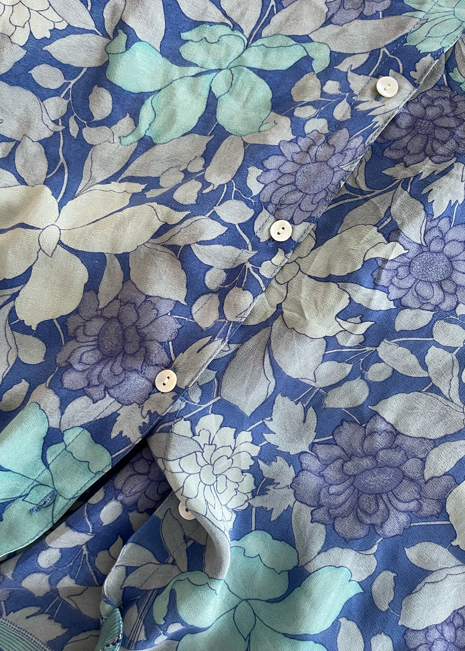 Astralagus Silk Crepe Oversized Shirt ~ Fjord