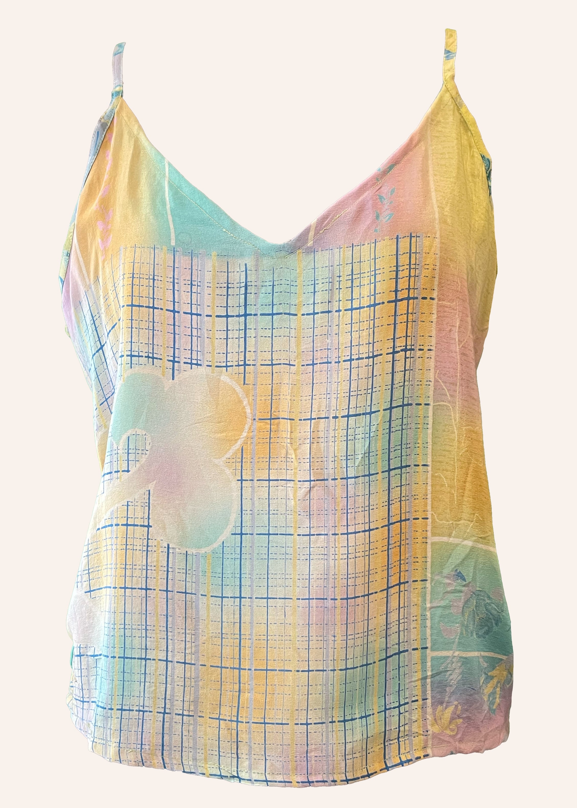 Reseda Silk Crepe Camisole Top ~ Limeade XL