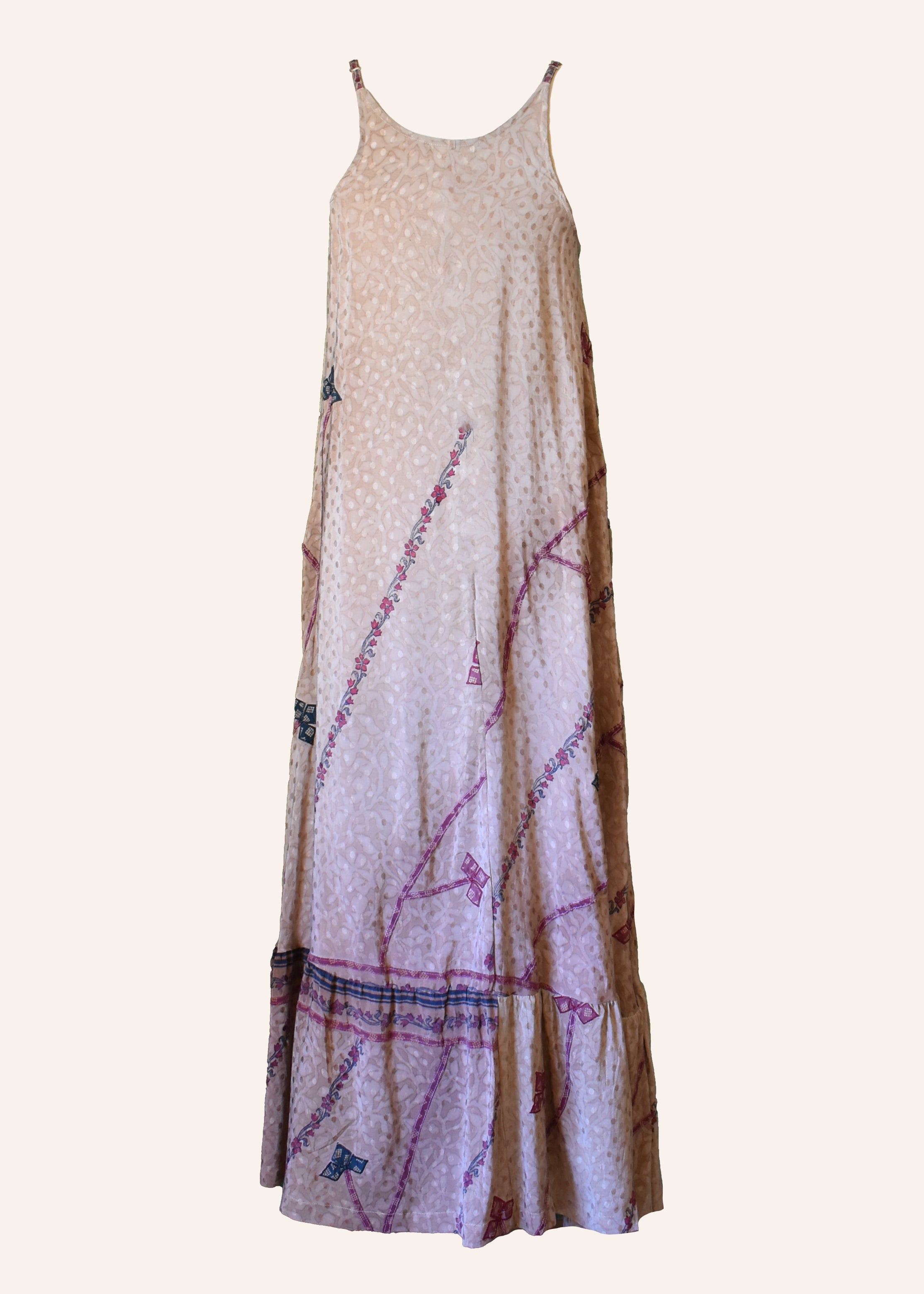 Eustoma Silk Crepe Swing Maxi Dress ~ Mallow M