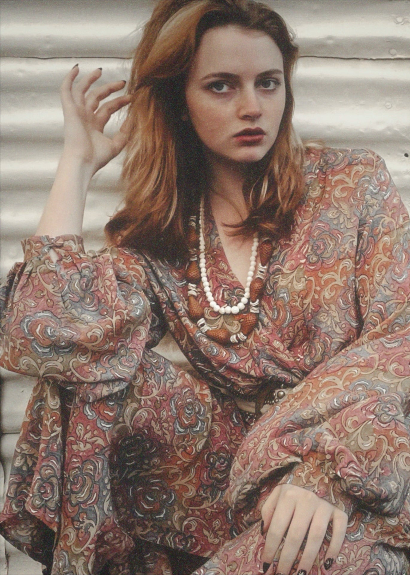 Caladium Wrap Silk Dress ~ Nougat XL